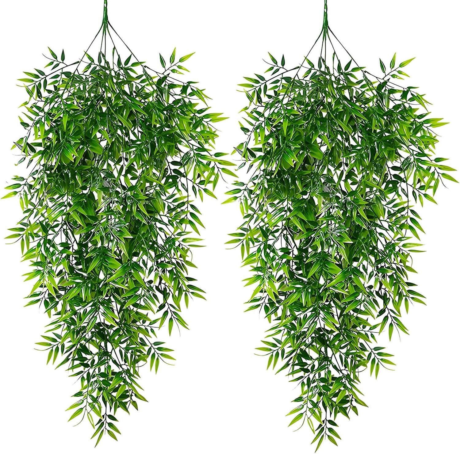 2Pcs Artificial Hanging Plants Fake Plants for Decor Greenery Vine Rattan