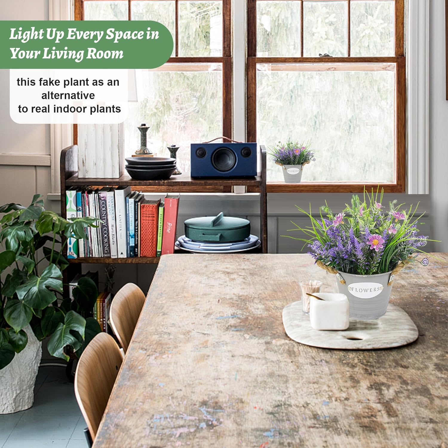 MIXROSE Artificial Lavender Plants in Pot 10 Tall for Farmhouse Decor