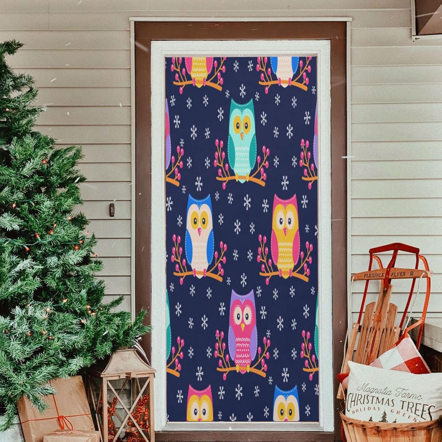 Susiyo Cute Flat Owls Halloween Door Cover