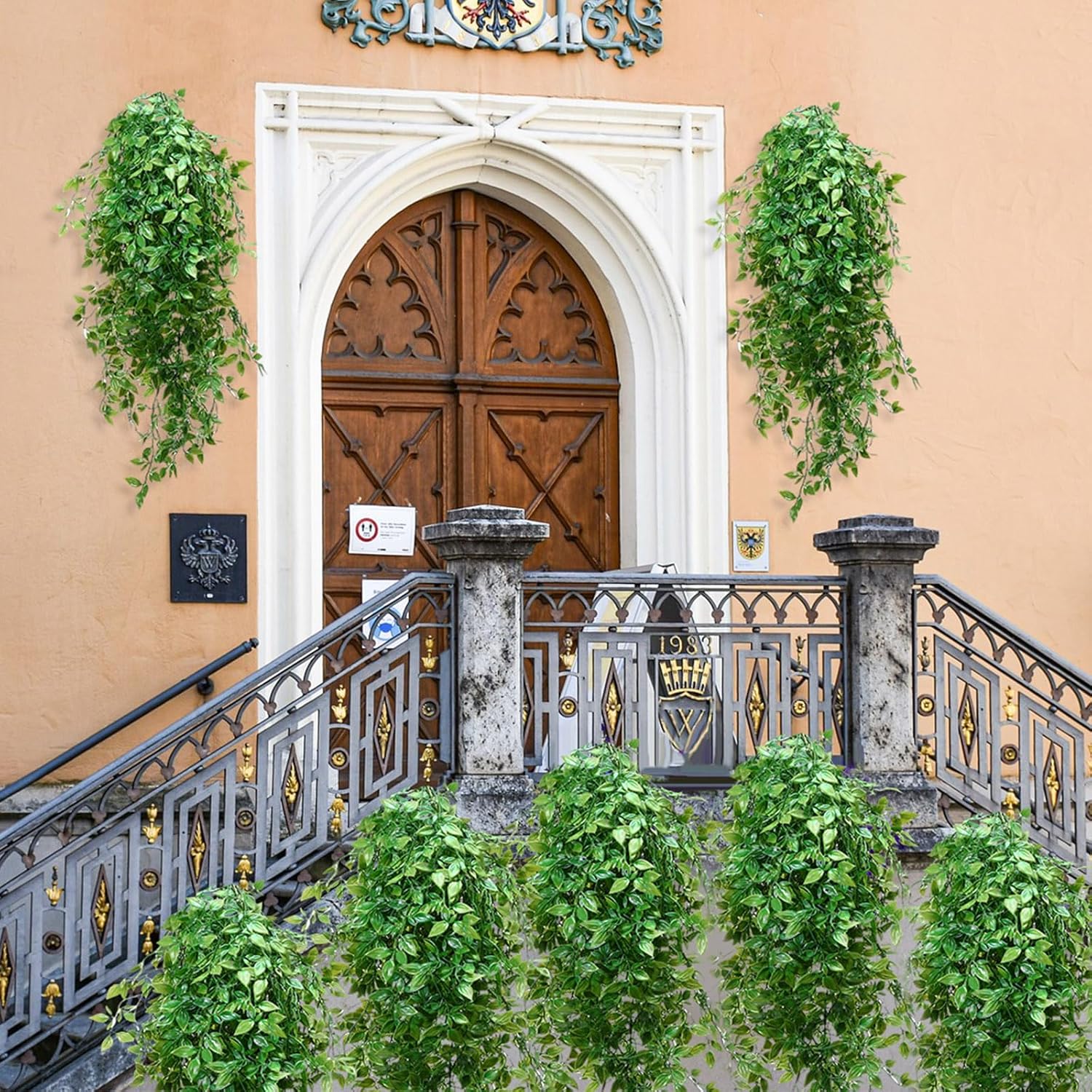 Hoteam 12 Pcs Artificial Hanging Plants Fake Ivy Vines with Green Leaves for Indoor Outdoor Walls Decor