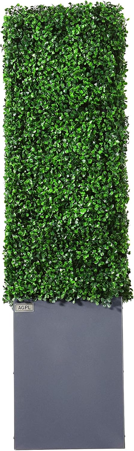 AGPL Artificial Boxwood Hedge Wall with Gray Planter