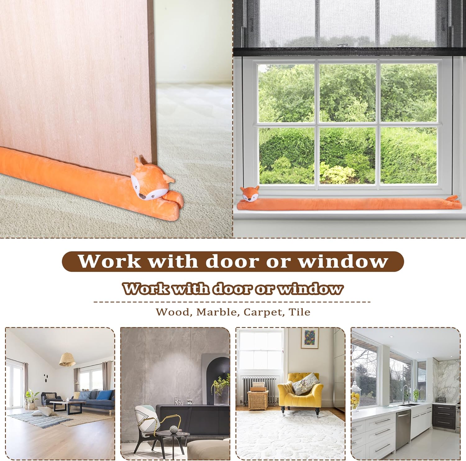 My OLi Stuffed Fox Draft Stopper 36 Inch for Door and Window