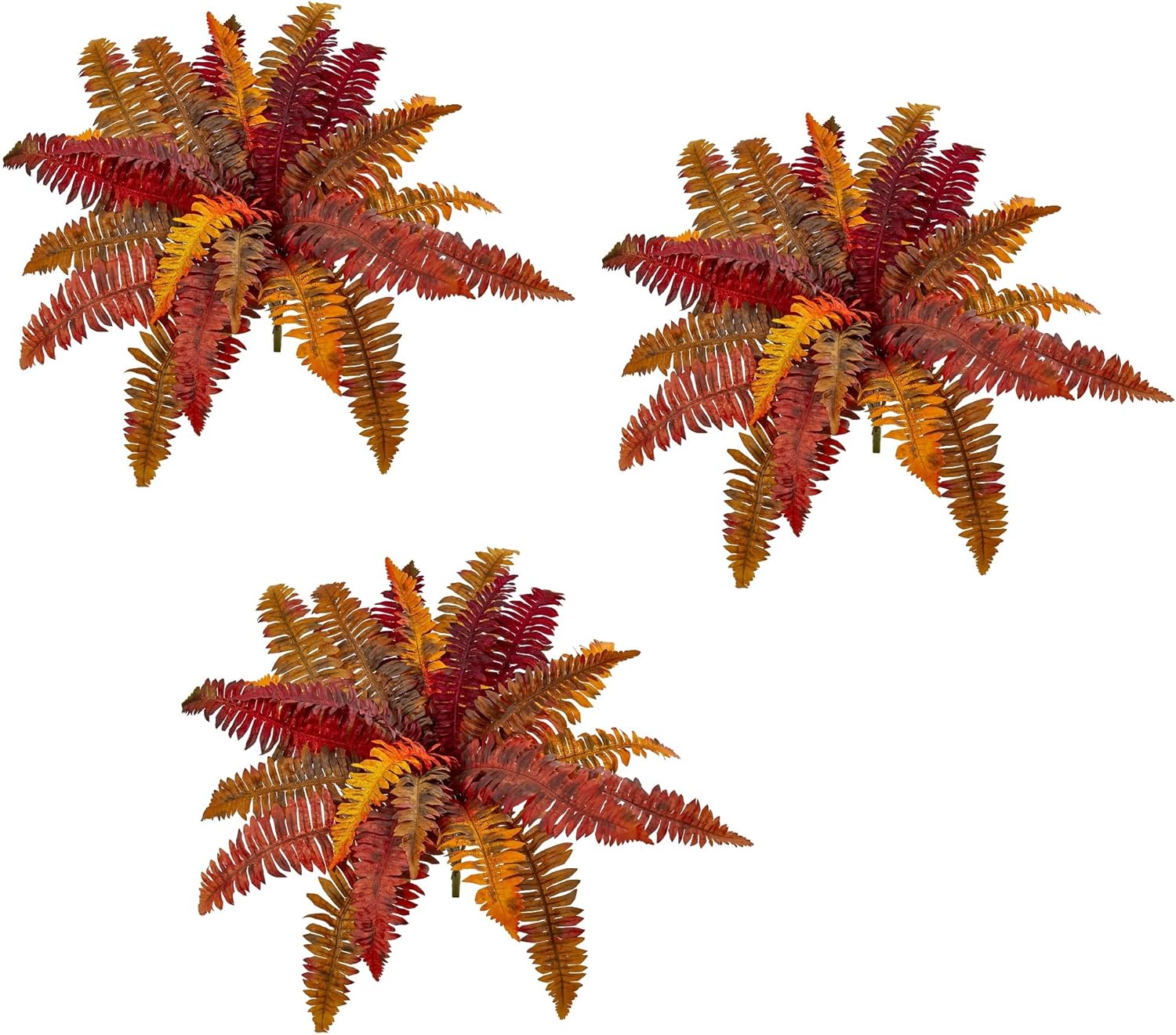 Nearly Natural 20 Inch Autumn Boston Fern Artificial Set of 3