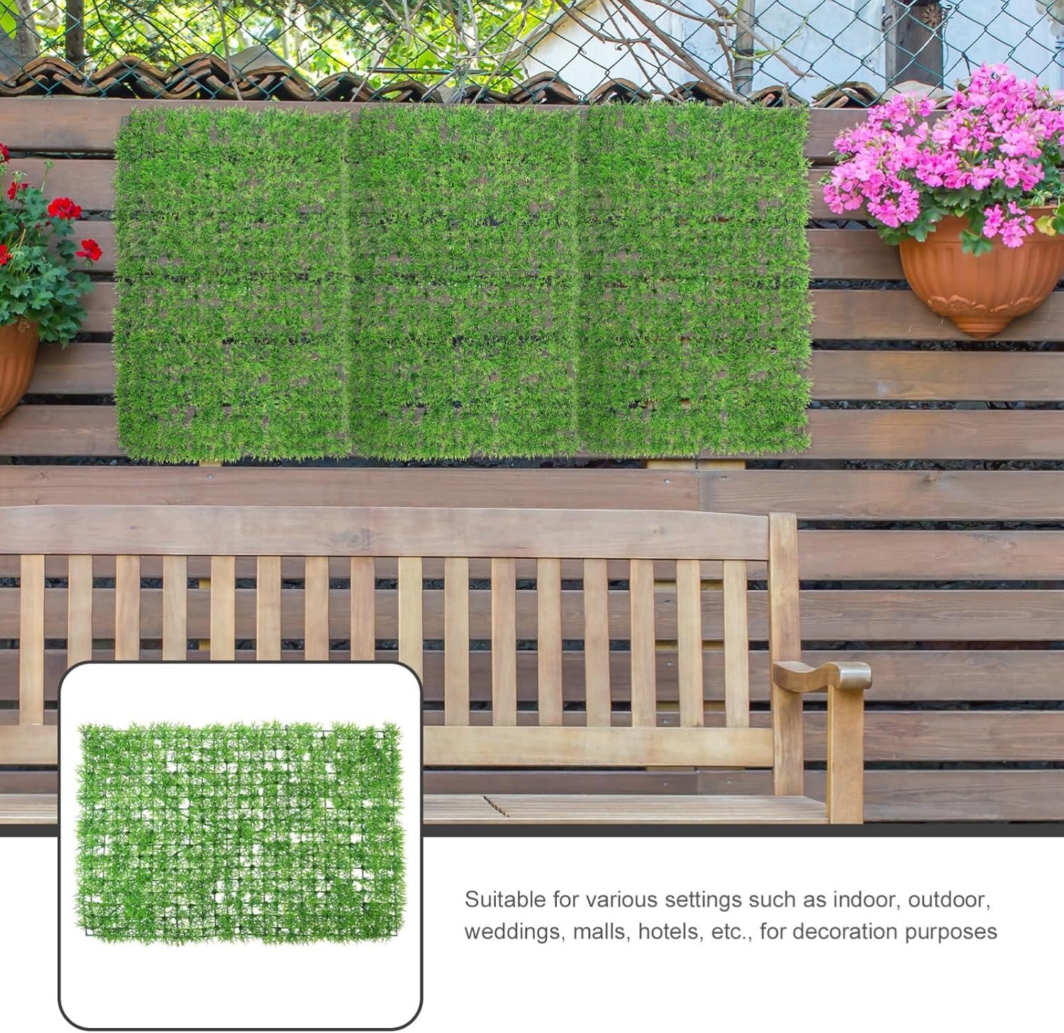 VOSAREA Artificial Plants Wall Panel Faux Grass Decor