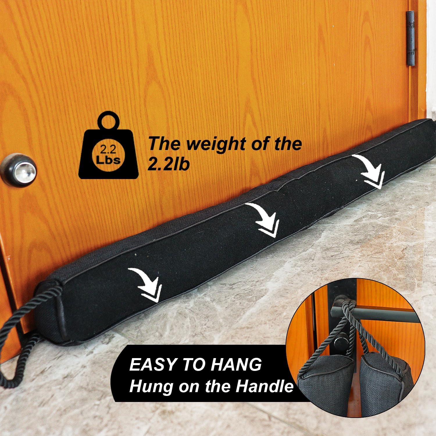 Weighted Door Draft Stopper 32 Inch Black