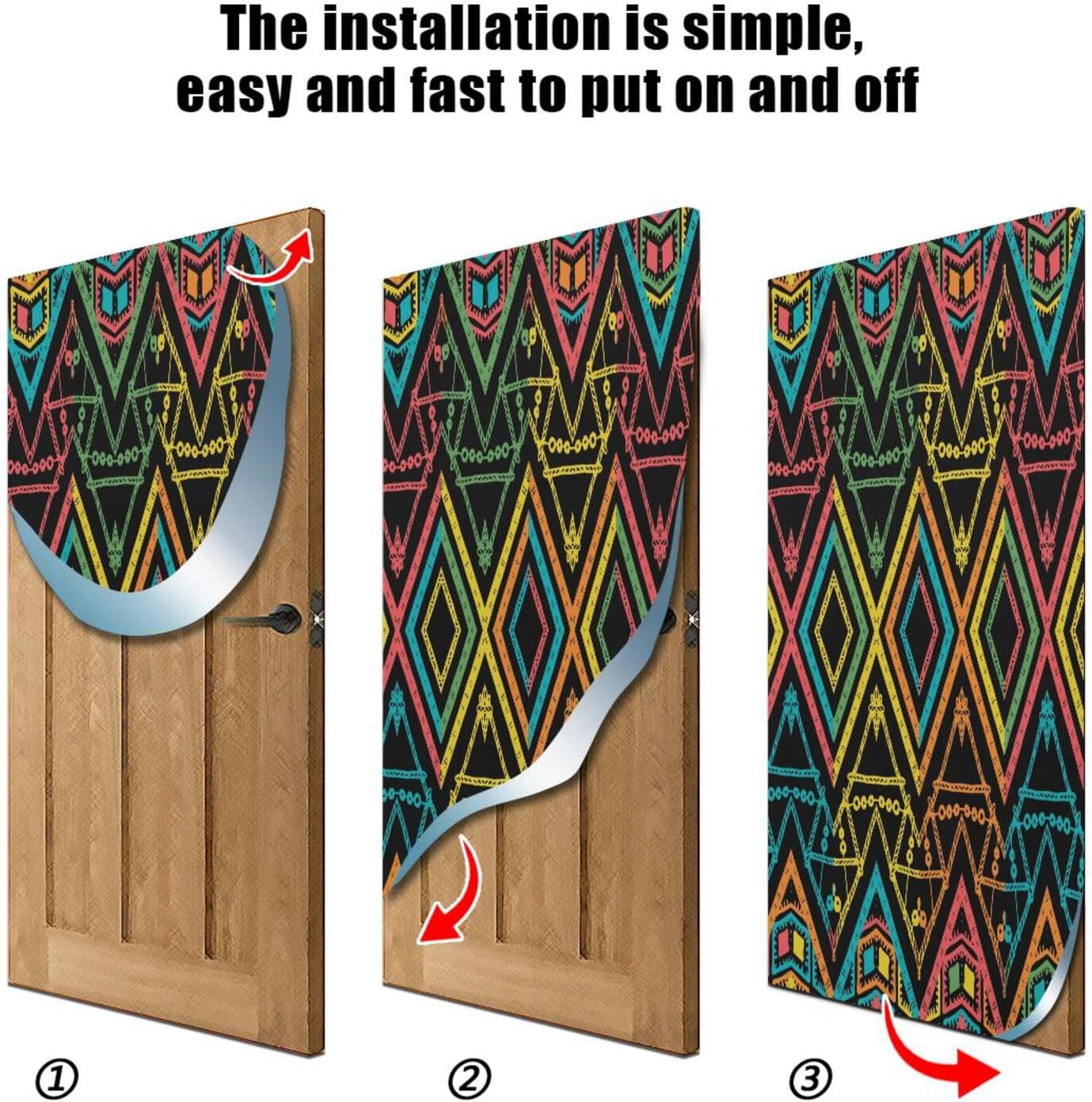 Susiyo Abstract Zigzag Halloween Door Cover 32x79 in