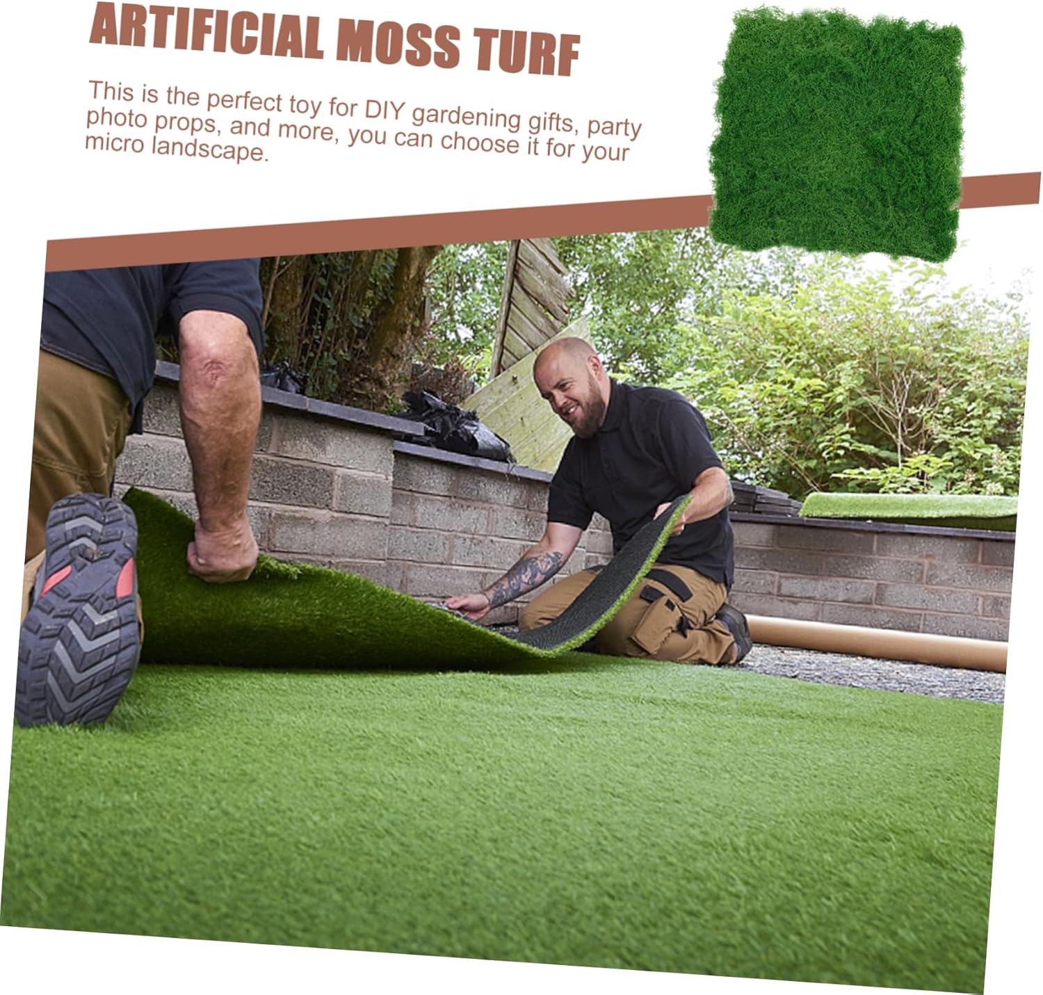 Merryhapy Artificial Moss Turf Realistic Foam Fake Grass for Garden Bonsai Decor Outdoor Landscaping