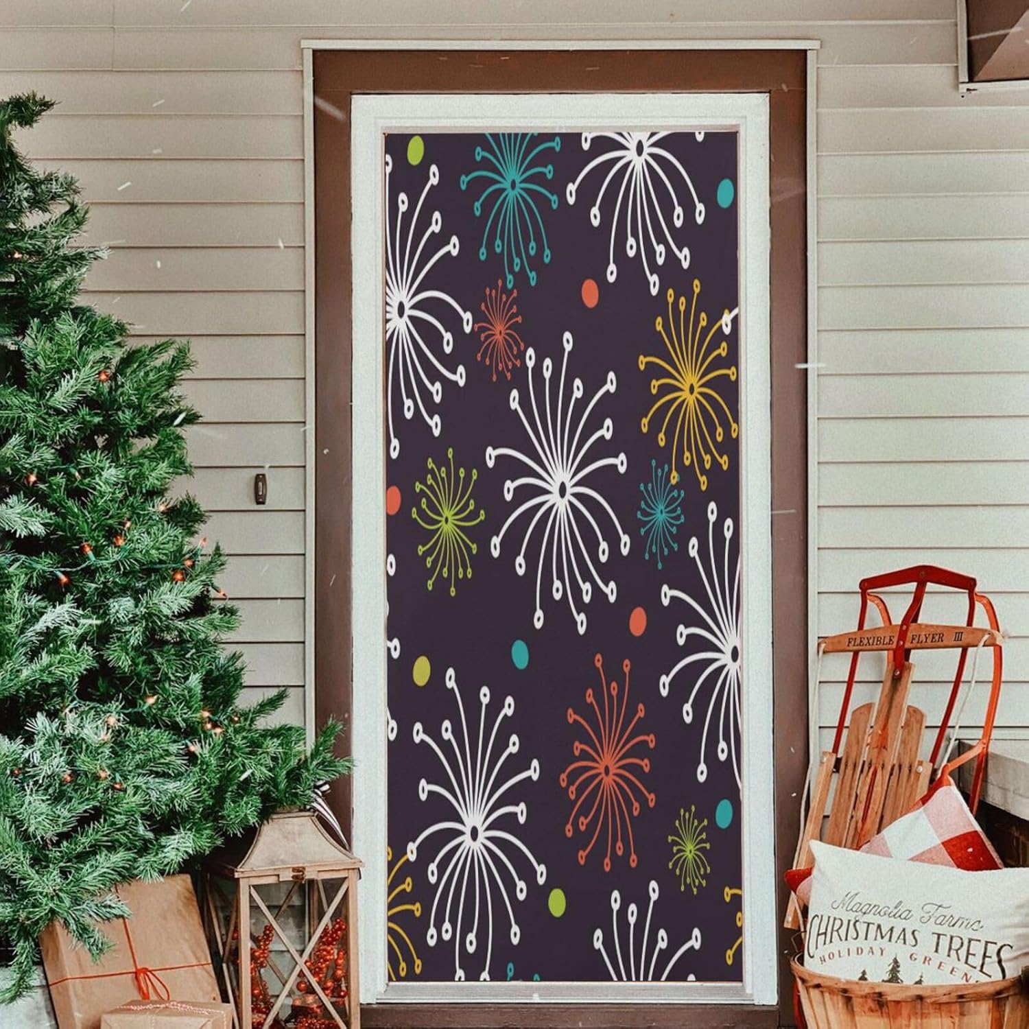 Susiyo Endless Floral Halloween Door Cover Stretch Fabric