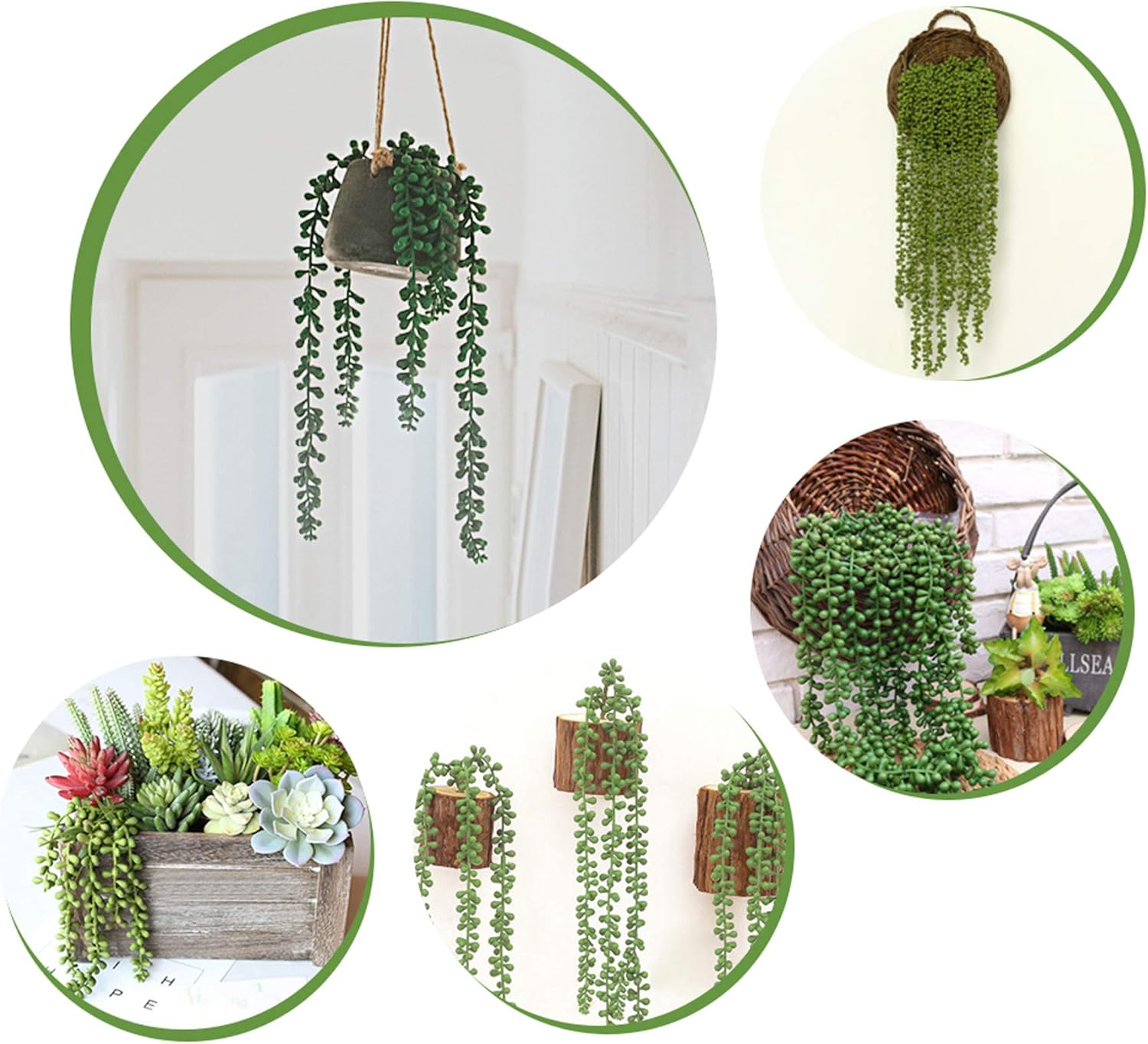 HUIANER Artificial String of Pearls Hanging Plants 134 Inch Pack of 2 for Home Office Decor
