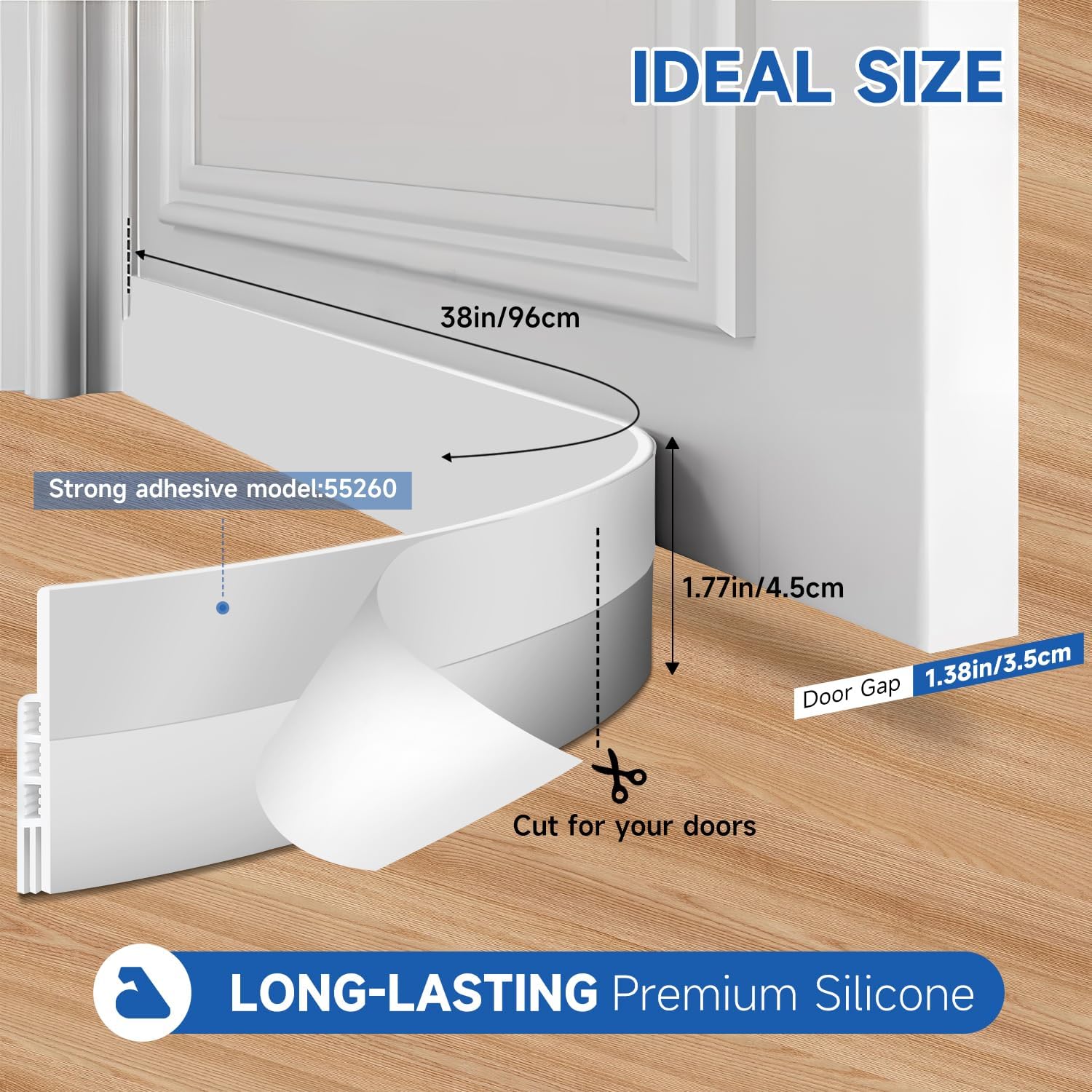 1 Pc Strong Silicone Door Draft Stopper 38 Inches Long
