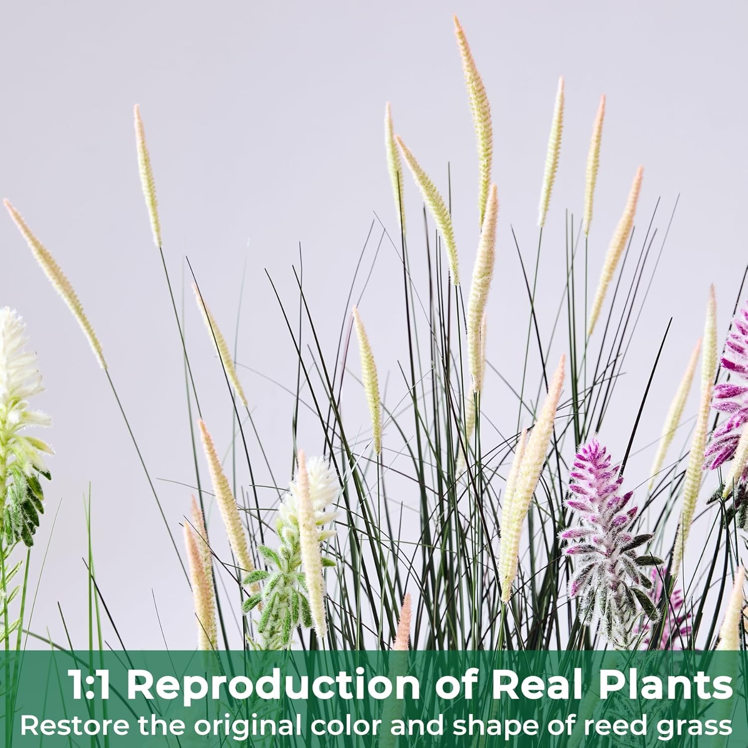 Faux 4ft Horsetail Reed Grass with Pink Spikes 2-Pack