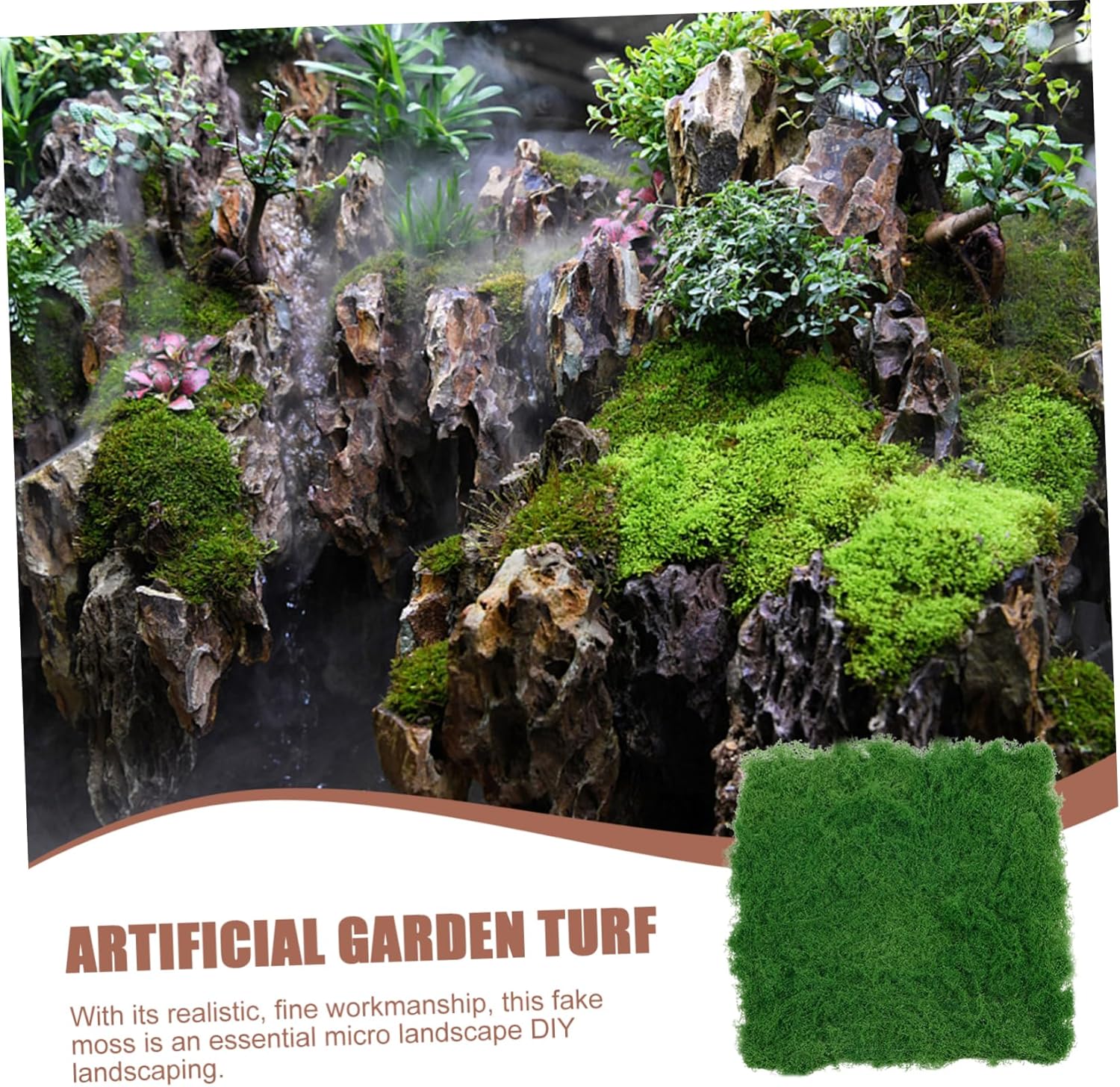 Merryhapy Artificial Moss Turf Realistic Foam Fake Grass for Garden Bonsai Decor Outdoor Landscaping