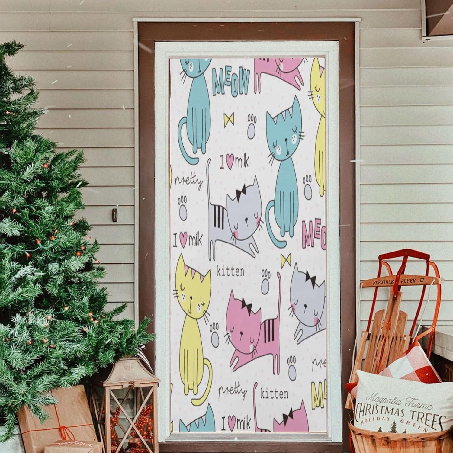 Susiyo Cute Cat Halloween Door Cover 32x79 in