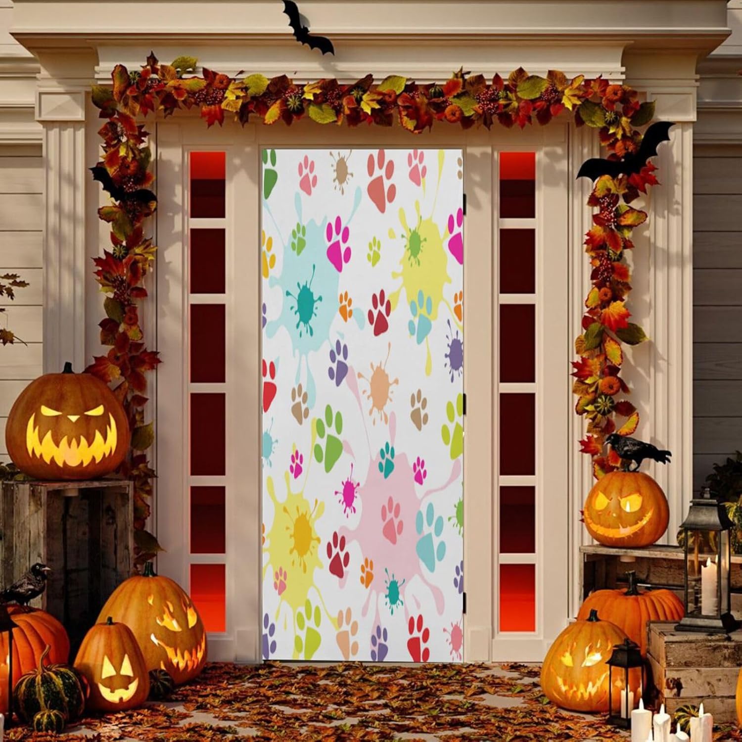 Susiyo Paw Prints Blots Halloween Door Cover 32x79 in