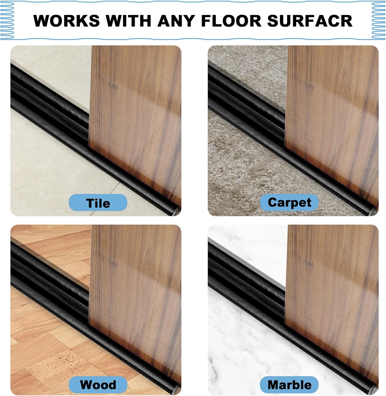 2Pcs Double Door Draft Stopper 37 Inch Soundproof Windproof