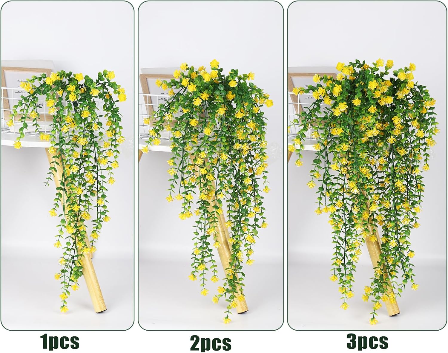 RECUTMS Yellow Hanging Fake Plants 3-Pack