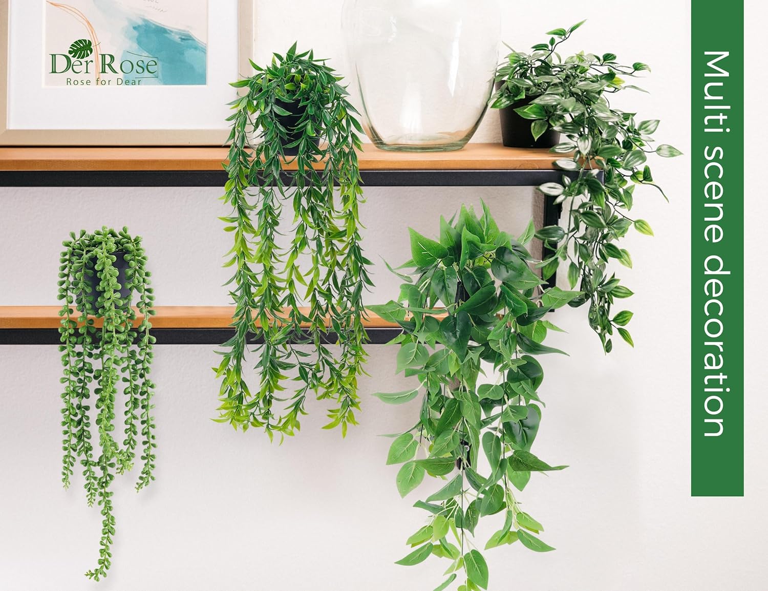 Der Rose 6 Pack Artificial Hanging Plants Decor