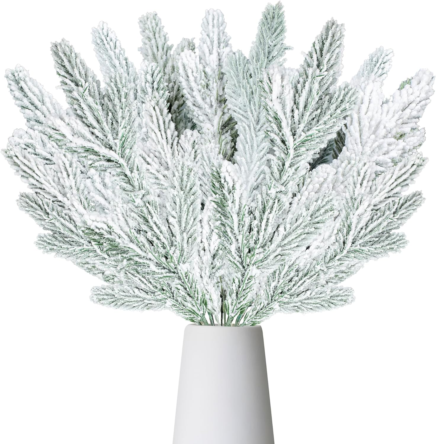 Peony Man Christmas Frosted Pine Branches 15 Pcs