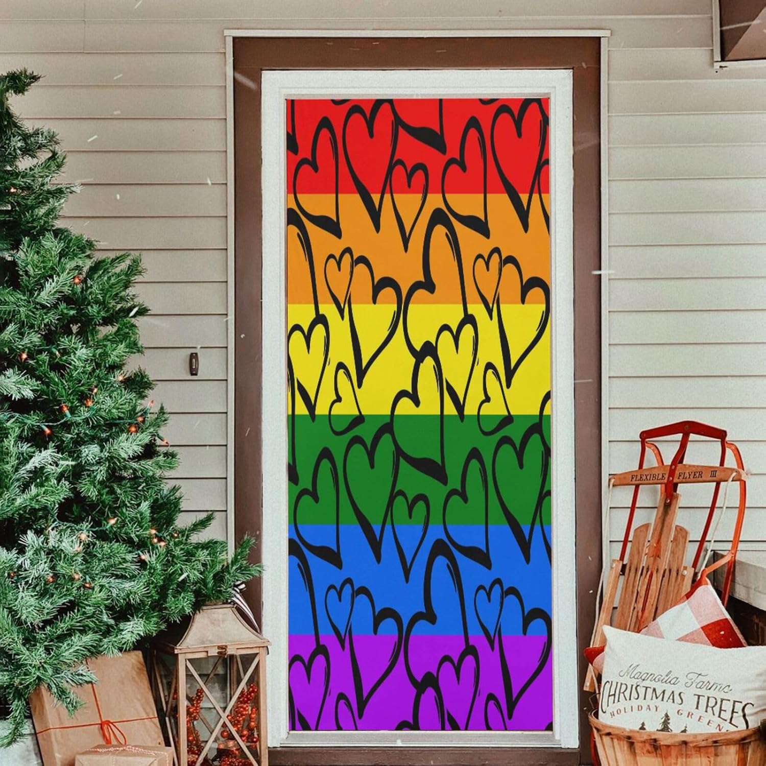 Susiyo Colored Hearts Halloween Door Cover