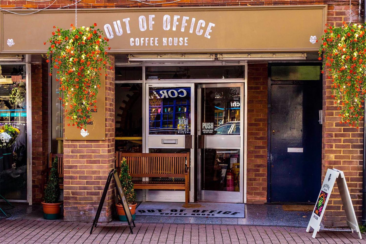 RECUTMS Artificial Plants 3 Pack Hanging with LED Lights 30 Inch Eucalyptus Indoor Outdoor Decor