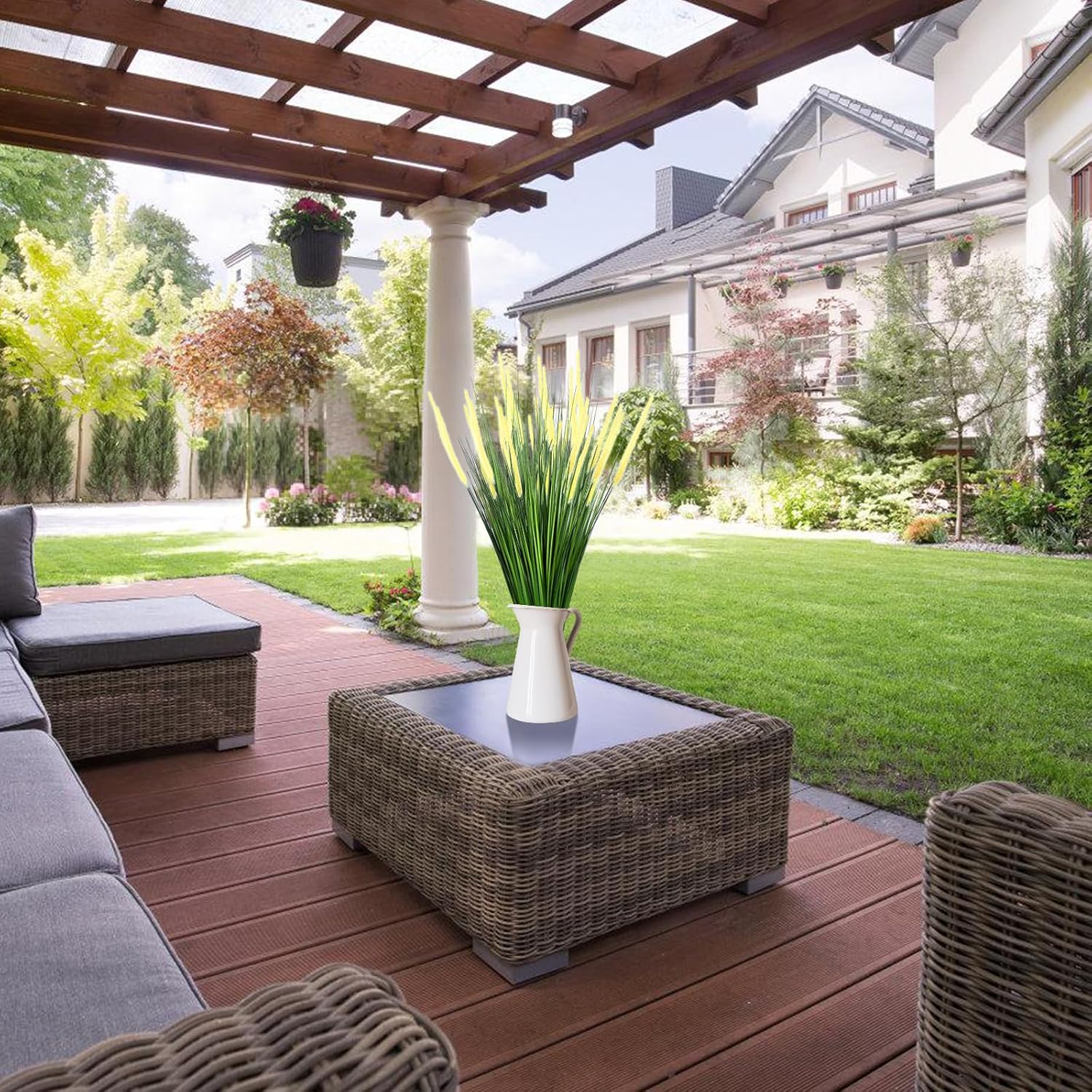 32 Inch Tall Foxtail Reed Artificial Plant 6 Pack UV Resistant Indoor Outdoor Decor