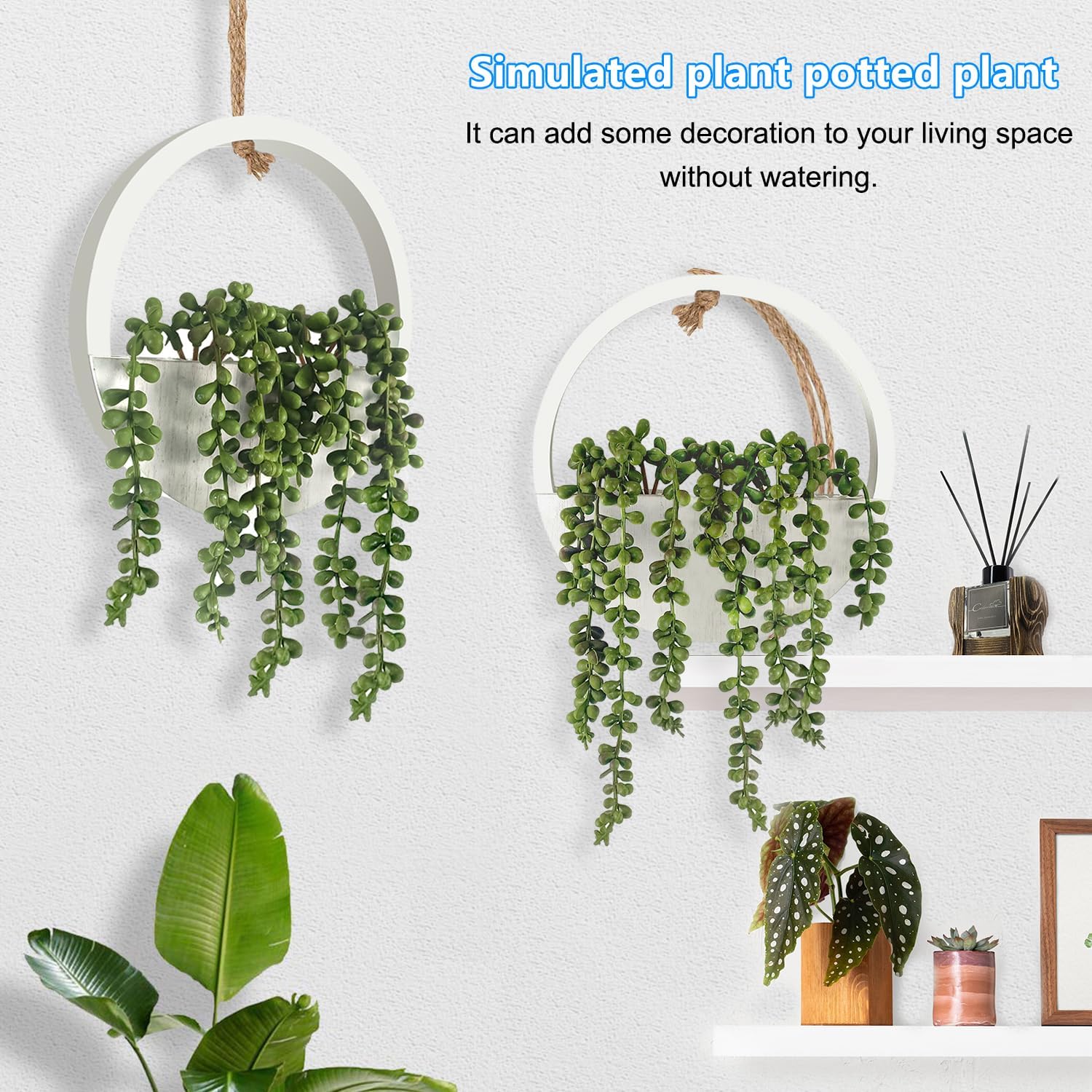 2 Pcs Artificial Hanging Succulents Plants with Lanyard