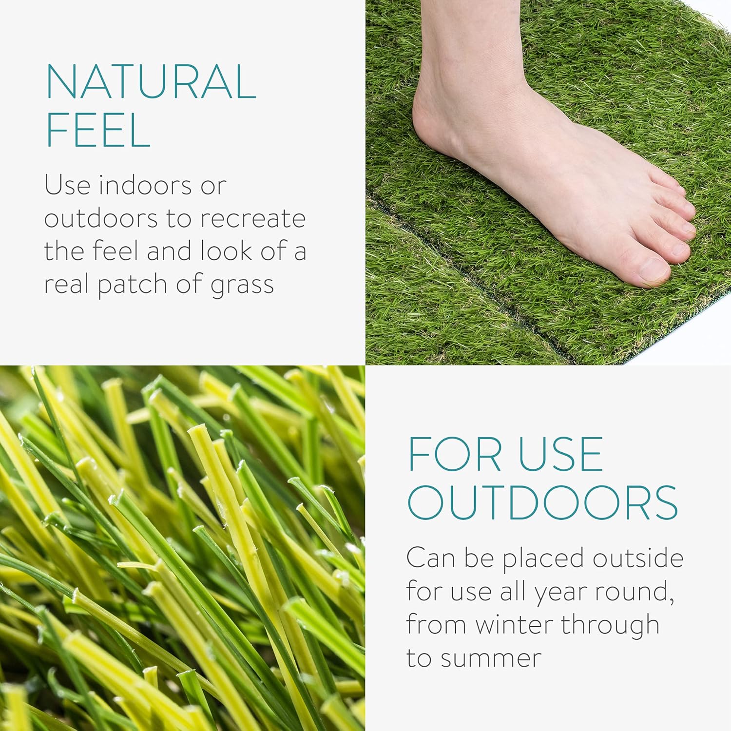 Navaris Artificial Grass Squares 12x12 Inches Pack of 4