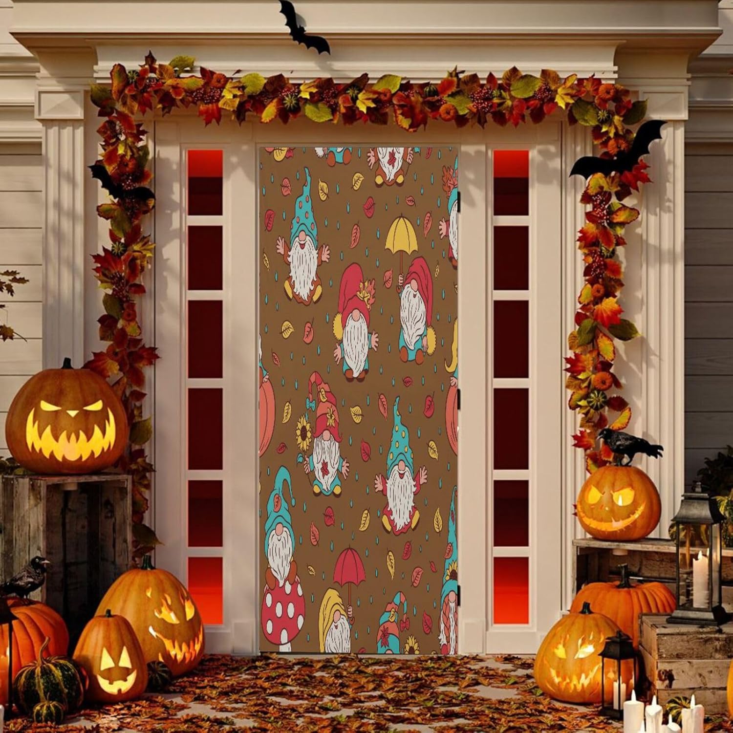 Susiyo Cute Gnomes Fall Halloween Door Cover