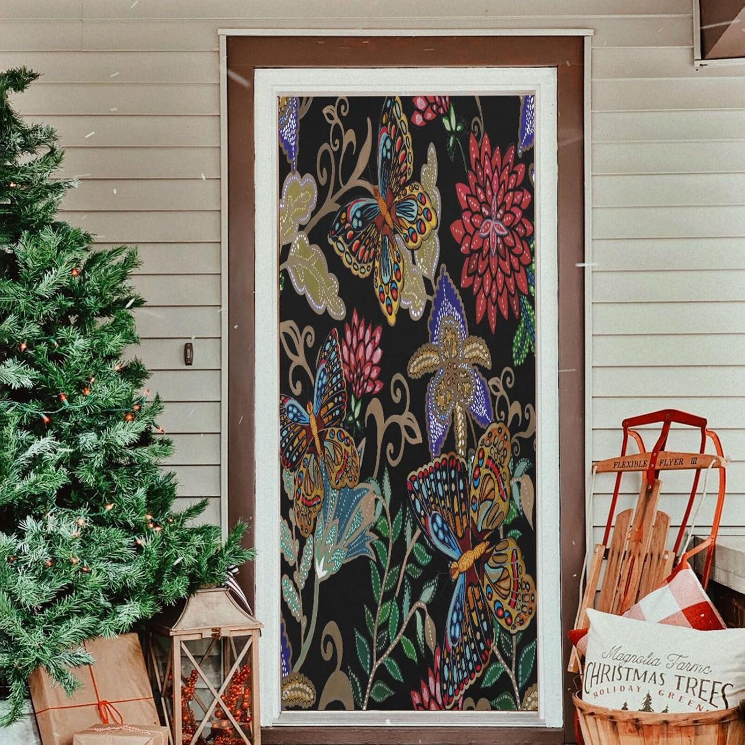 Susiyo Fantasy Flowers Butterflies Halloween Door Cover
