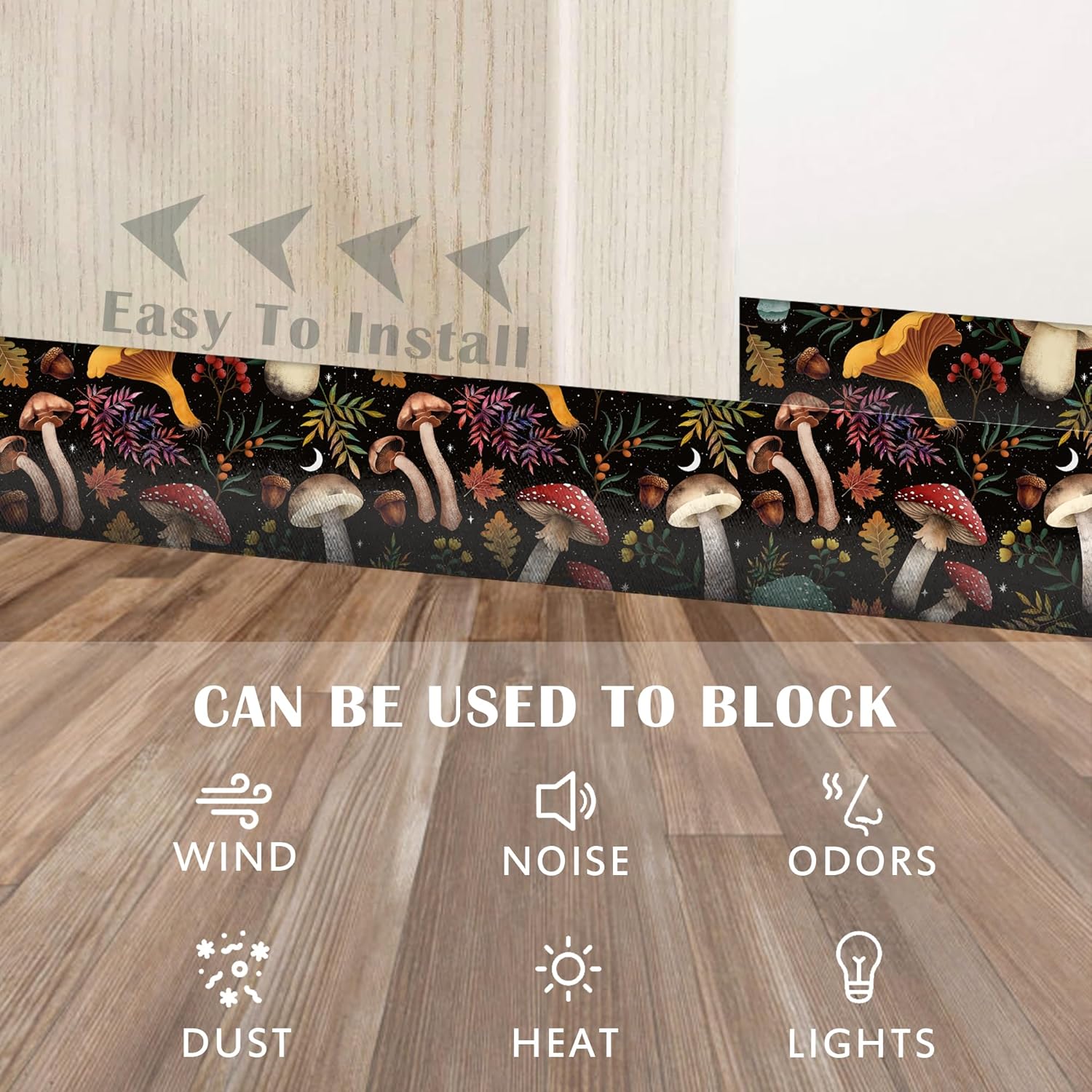 Adjustable 36 Inches Door Draft Stopper - Mushroom Black
