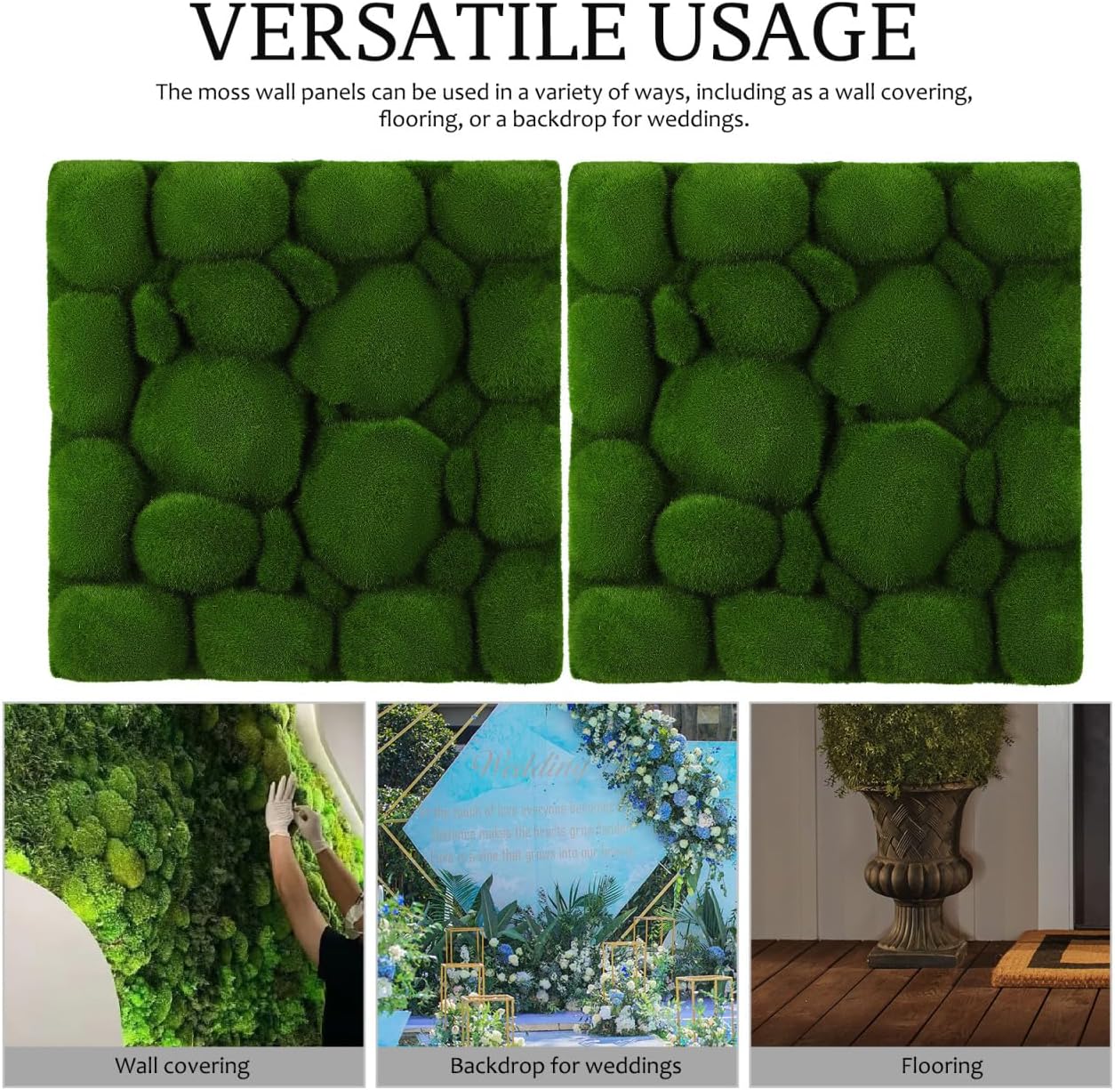 2pcs Artificial Moss Wall Panels Greenery Faux Moss Decor 12x12 Inch Easy Install