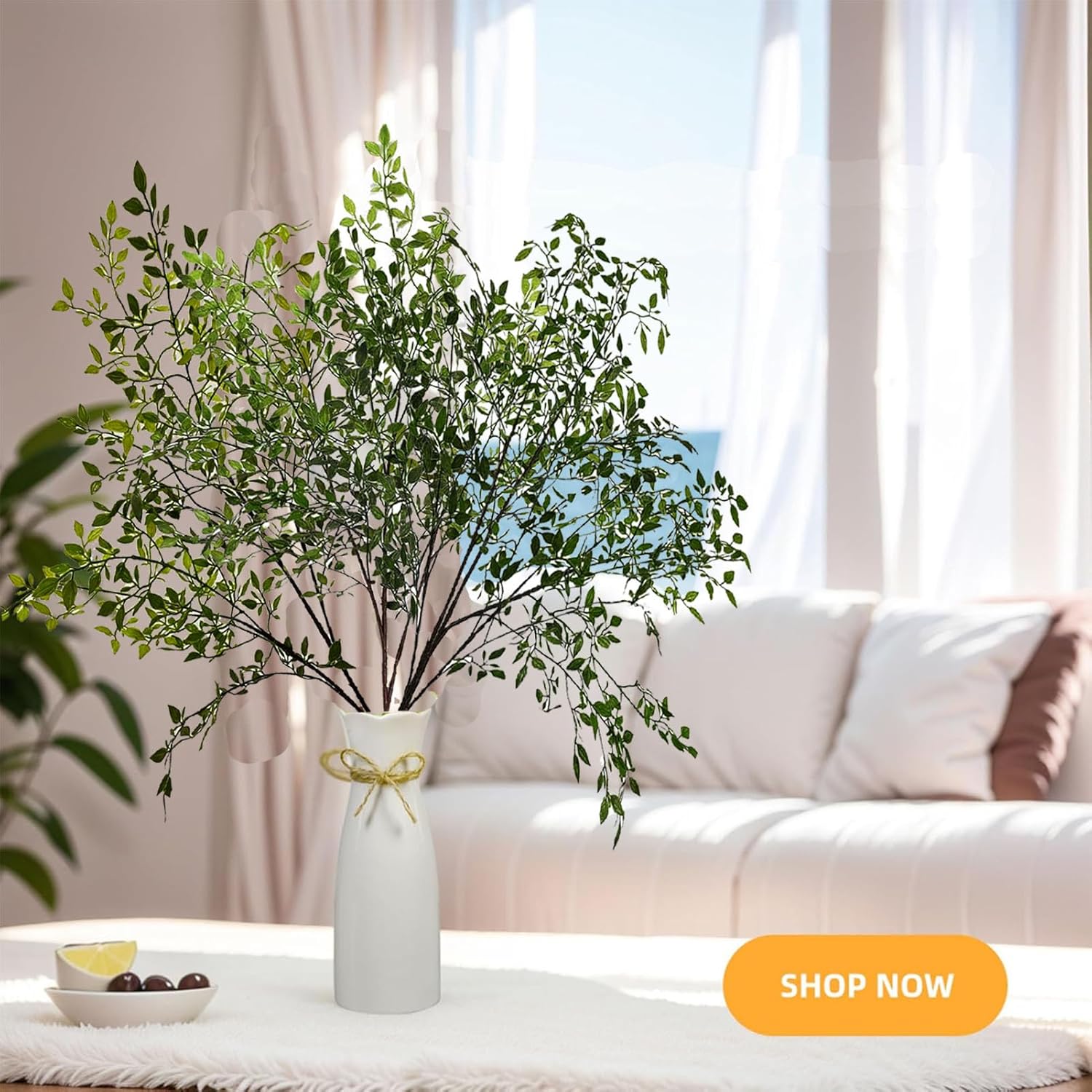 Toprooms Artificial Plants Nandina 3pcs 43 Branches for Vase Filler Home Office Decor