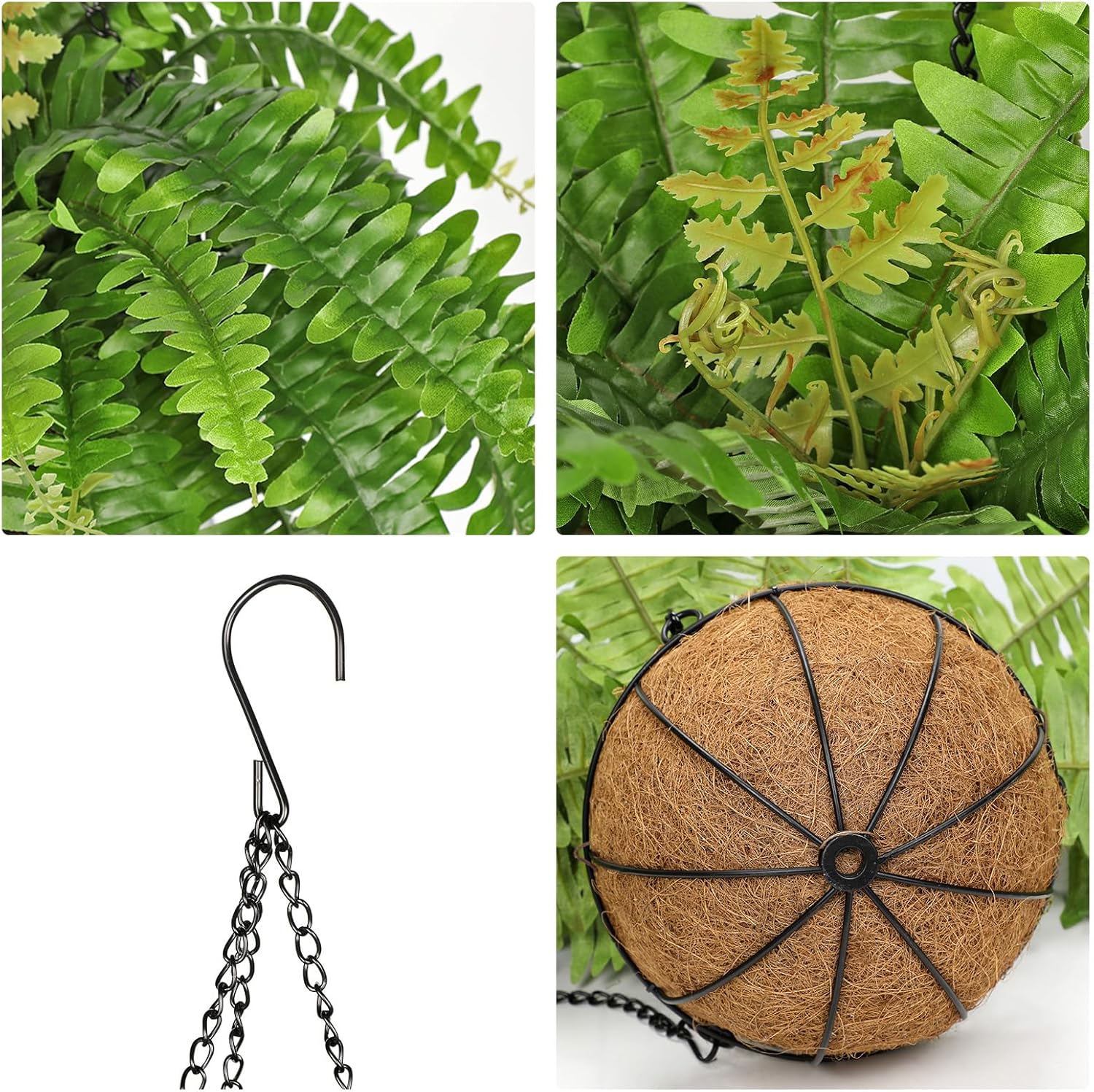 GnFlus Fake Hanging Plants Large Boston Fern Artificial Plants Outdoor Decor