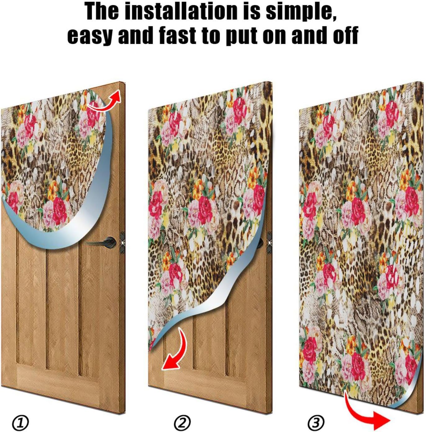 Susiyo Colorful Leopard Door Cover 32x79 in