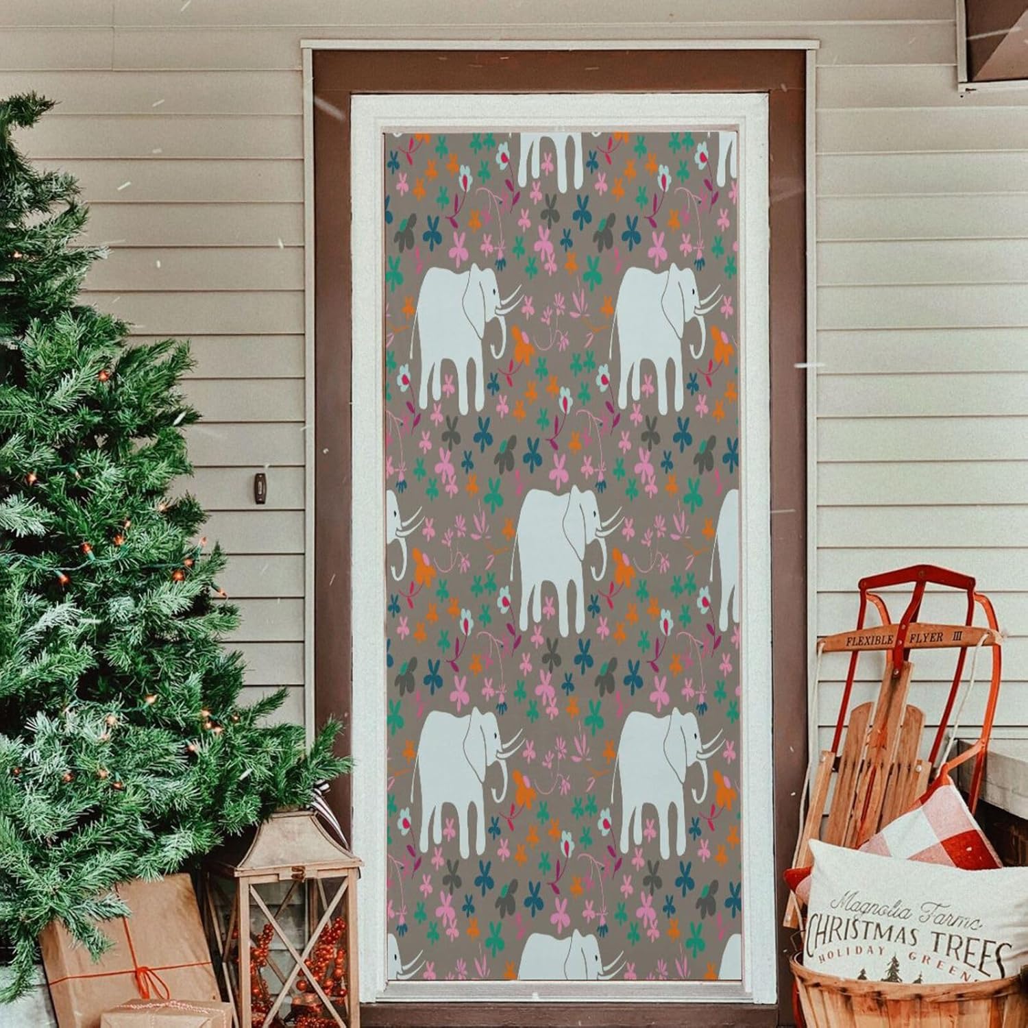 Susiyo Elephants and Flowers Halloween Door Cover