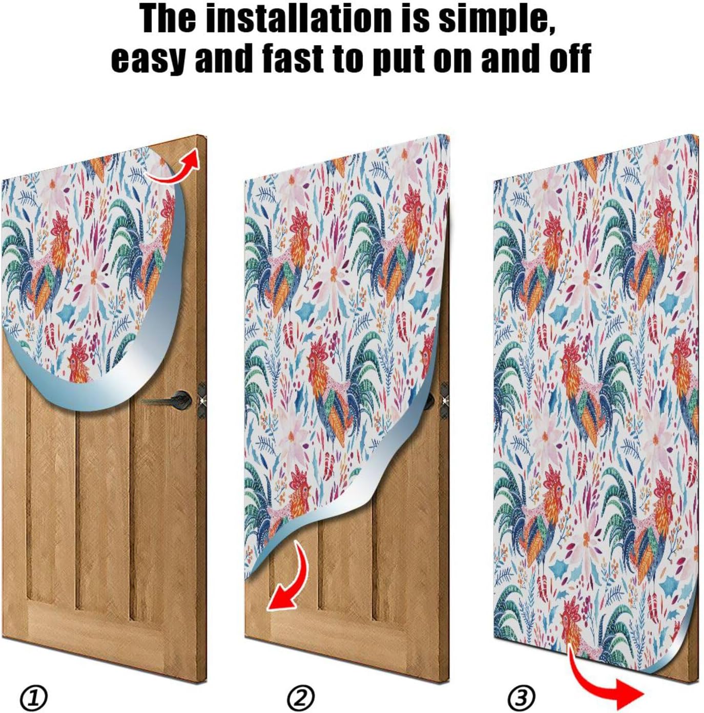 Susiyo Festive Rooster Door Cover for Halloween Stretch Fabric Door Decoration 32x79 in