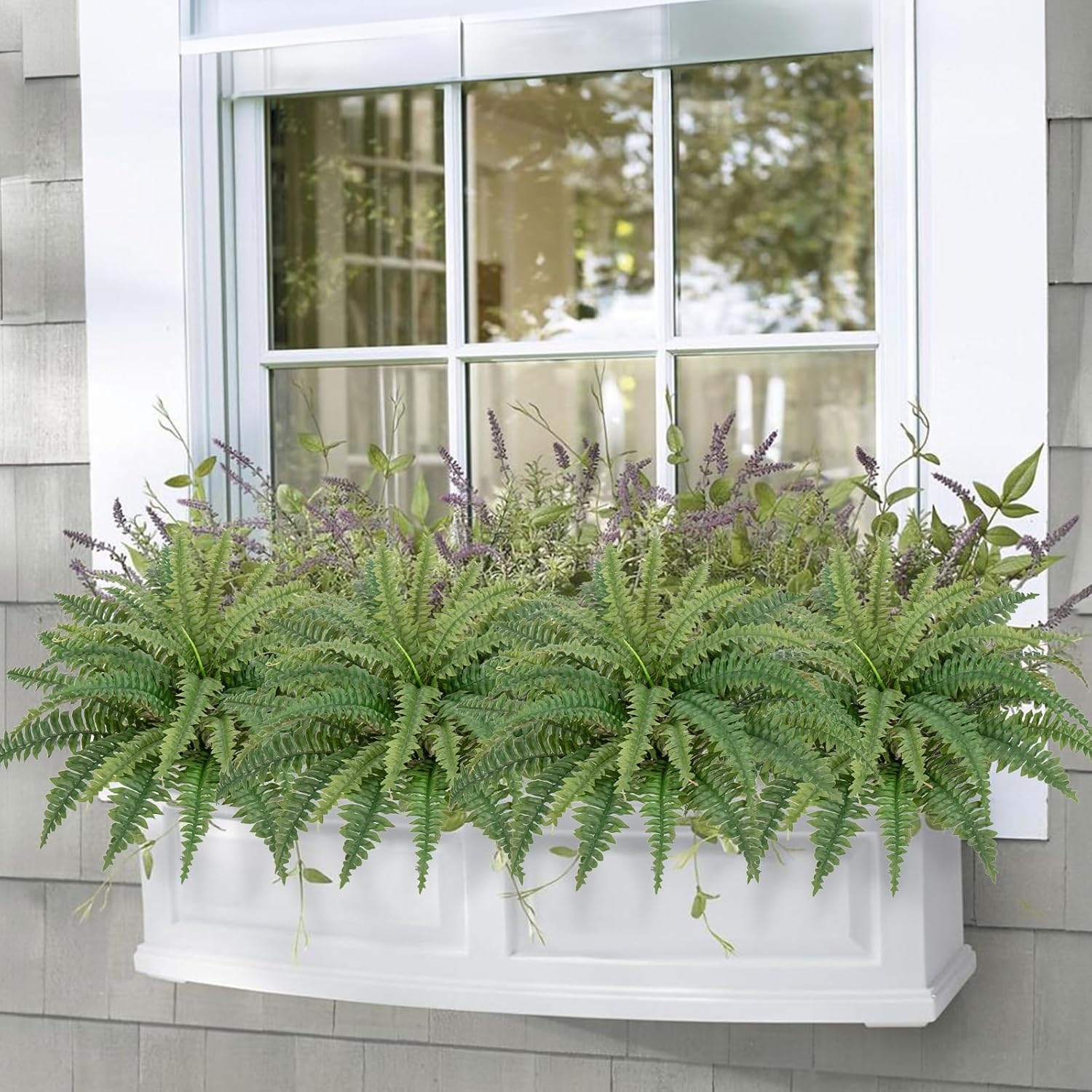 Ferns Artificial Plants Set of 2 Realistic Hanging Fake Greenery