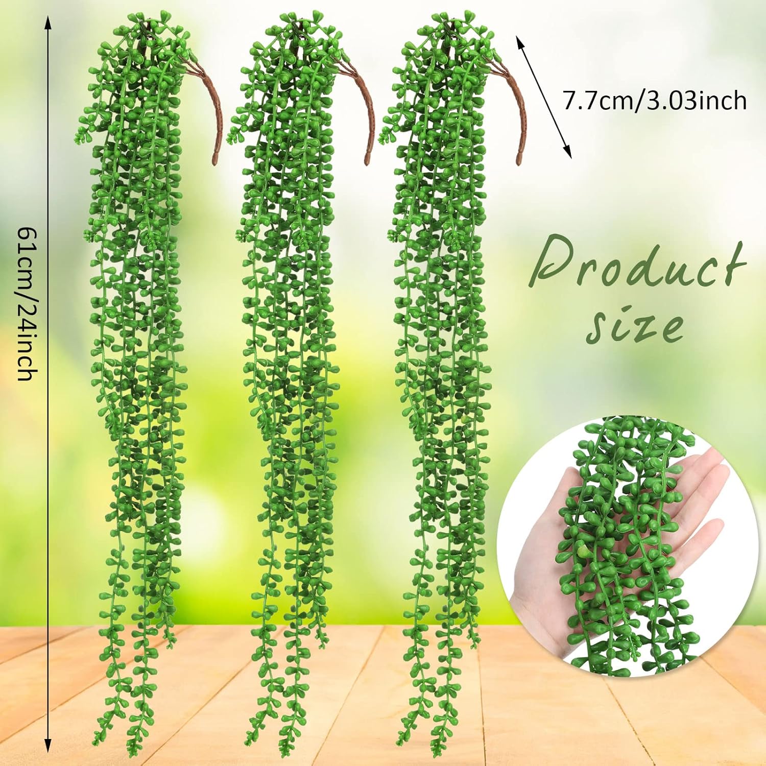 8 Pcs Artificial Succulents Hanging Plants 24 Inch Decor Set