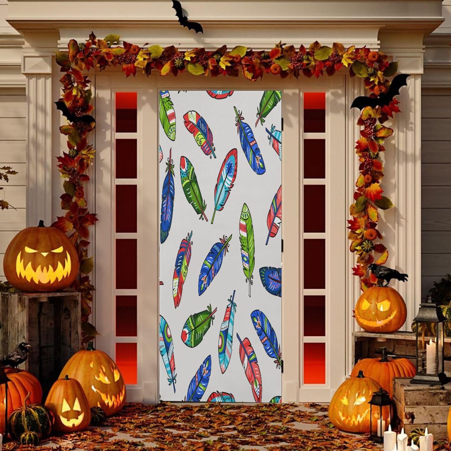 Susiyo Colored Feathers Halloween Door Cover