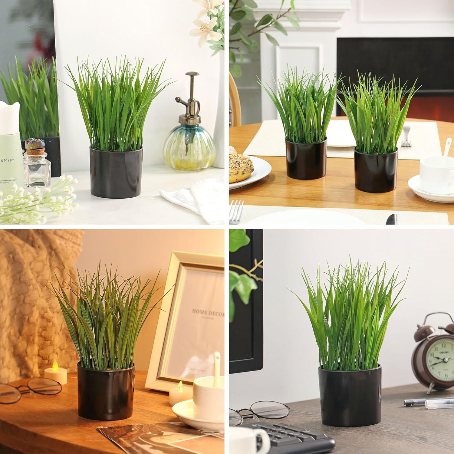 Fake Plants Indoor Potted Wheat Grass for Desk Shelf Decor