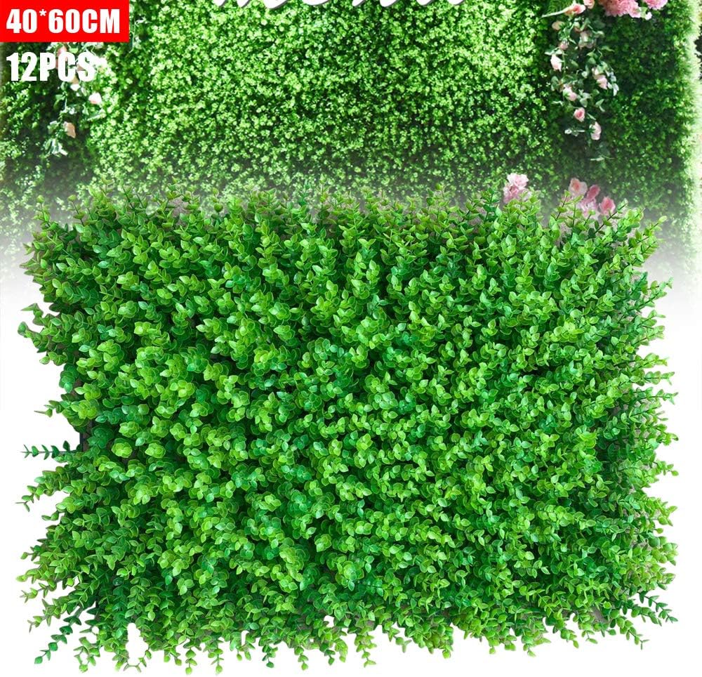 12pcs Green Wall Decor Panels with Lifelike Faux Grass