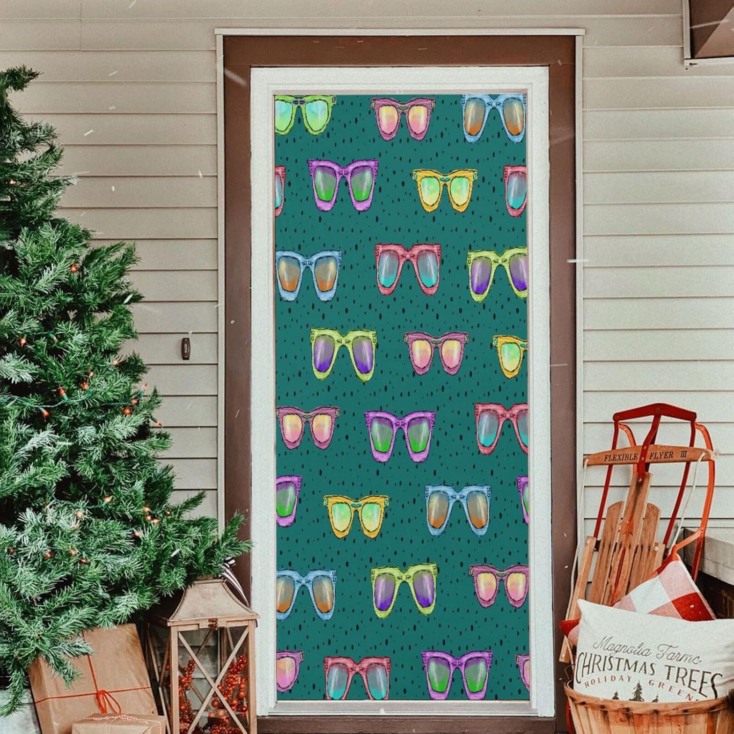 Susiyo Watercolor Green Halloween Door Cover