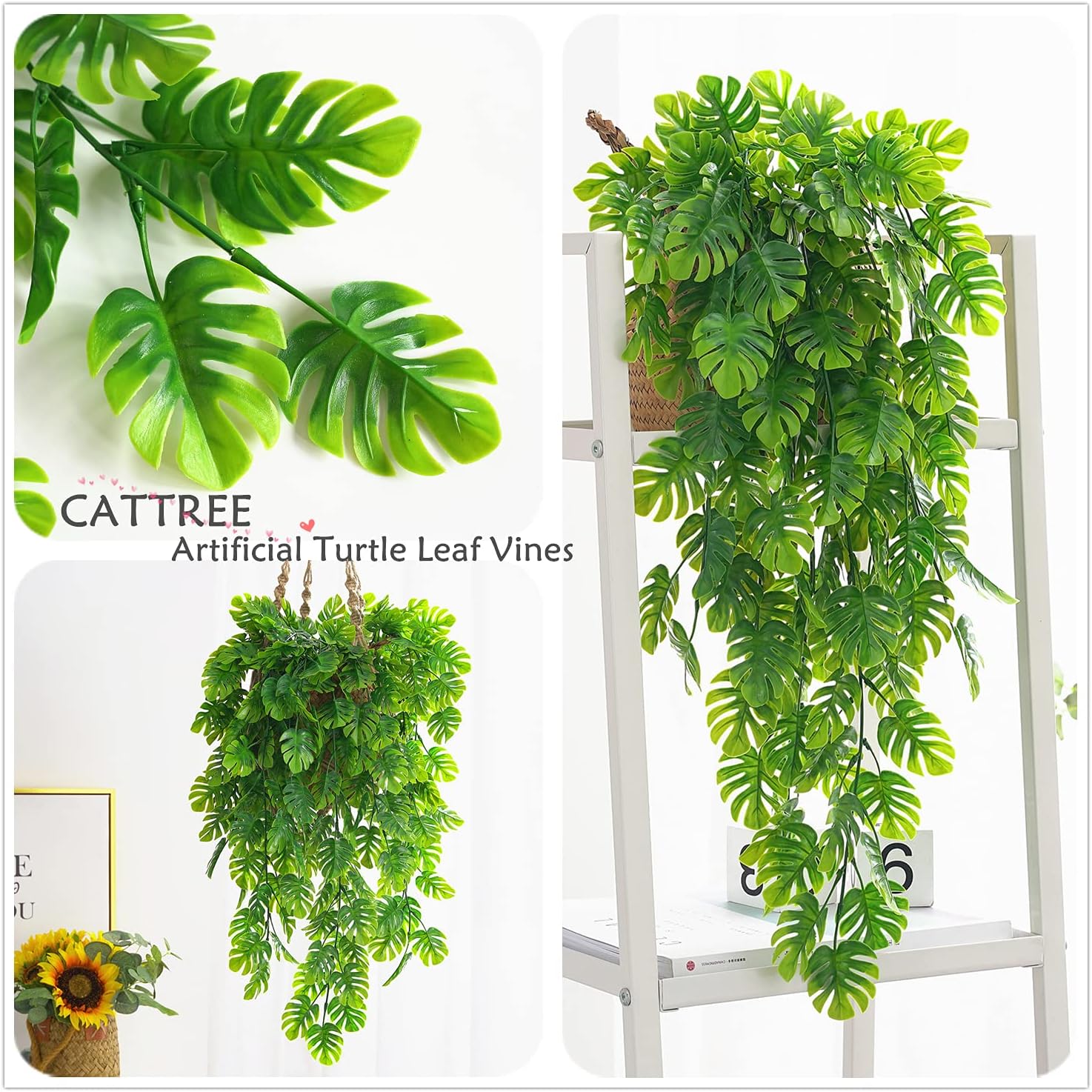 CATTREE Artificial Monstera Vines 2 Pack for Home Decor