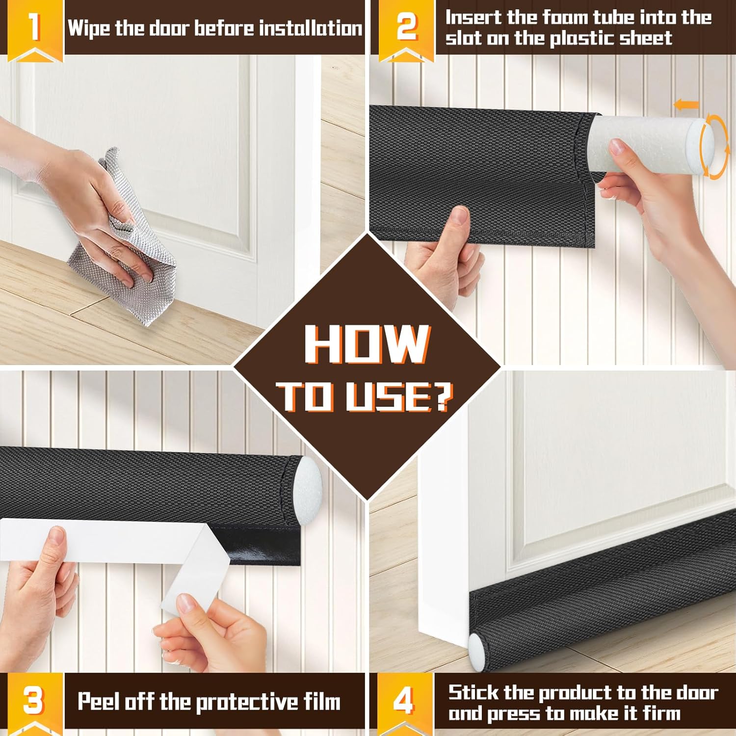 KRUI Door Draft Stopper 32 Inches Black