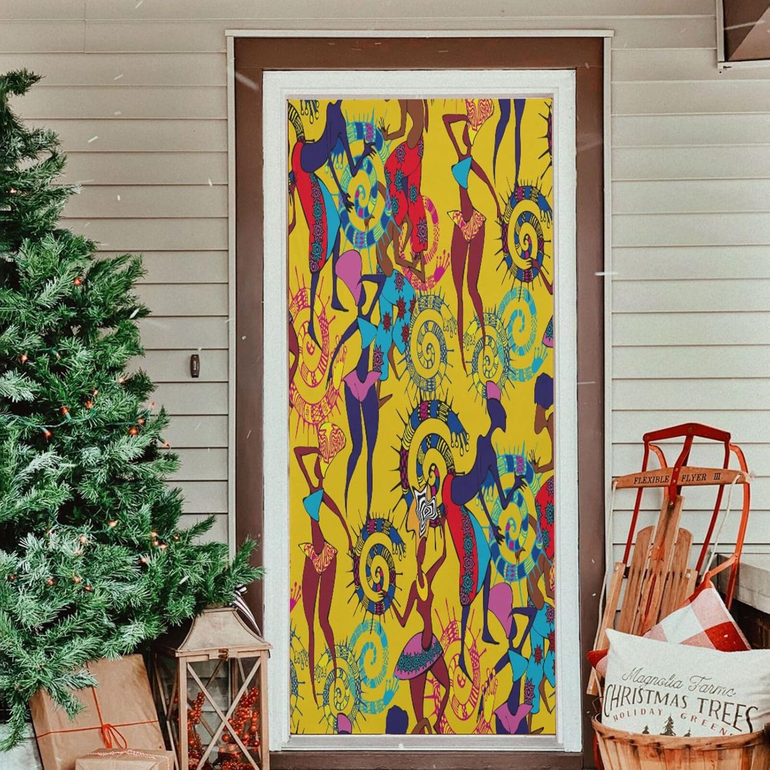 Susiyo Dancing People Christmas Door Cover 32x79 in