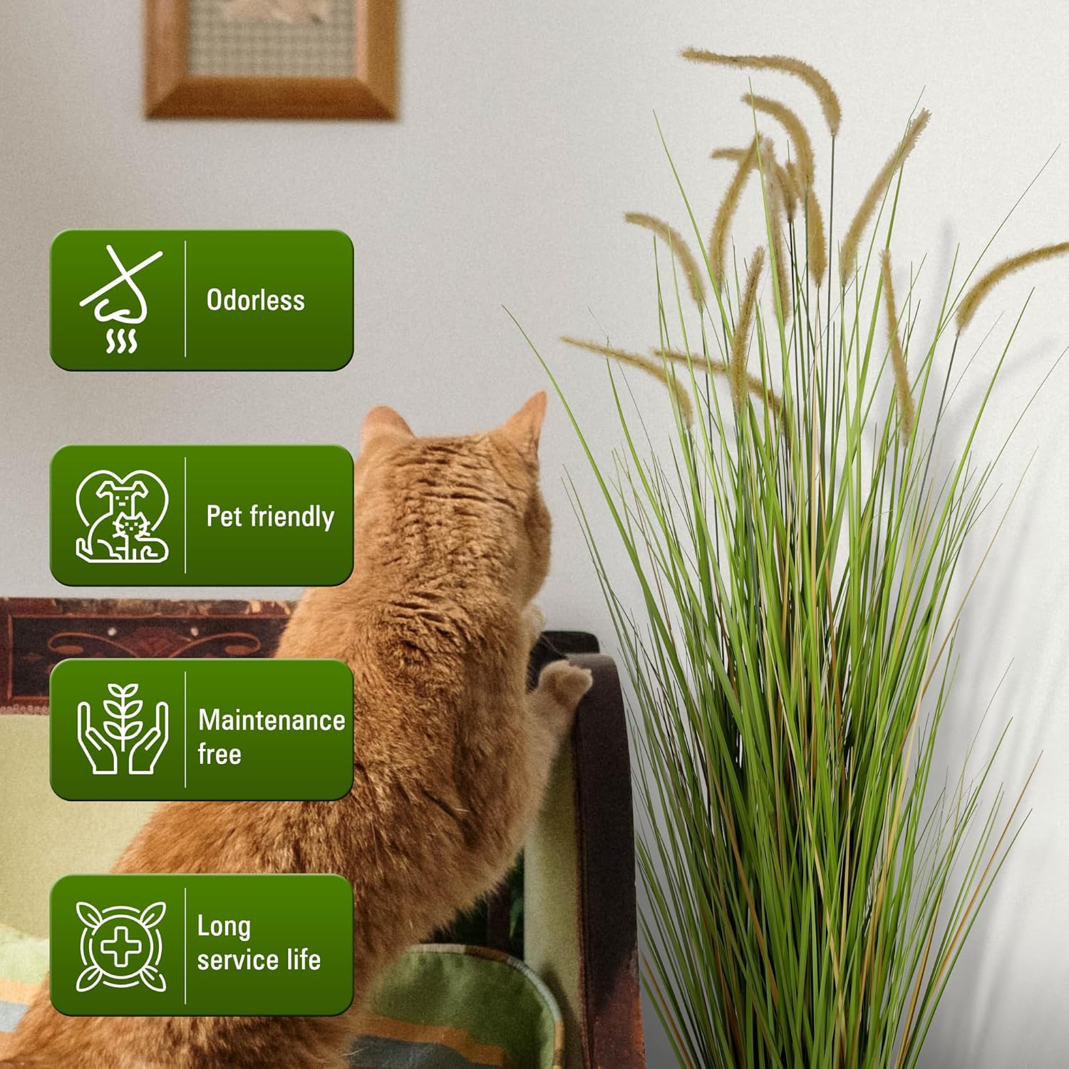 KOL 5ft Artificial Horsetail Reed Grass Plant in Pot