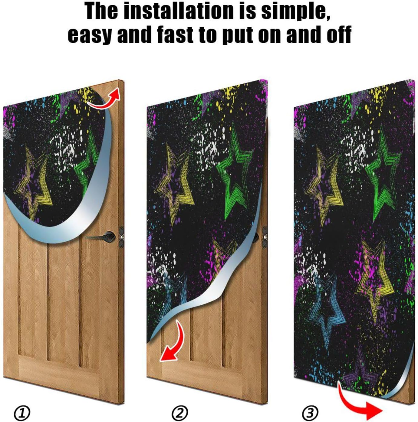 Susiyo Colorful Stars Black Halloween Door Cover