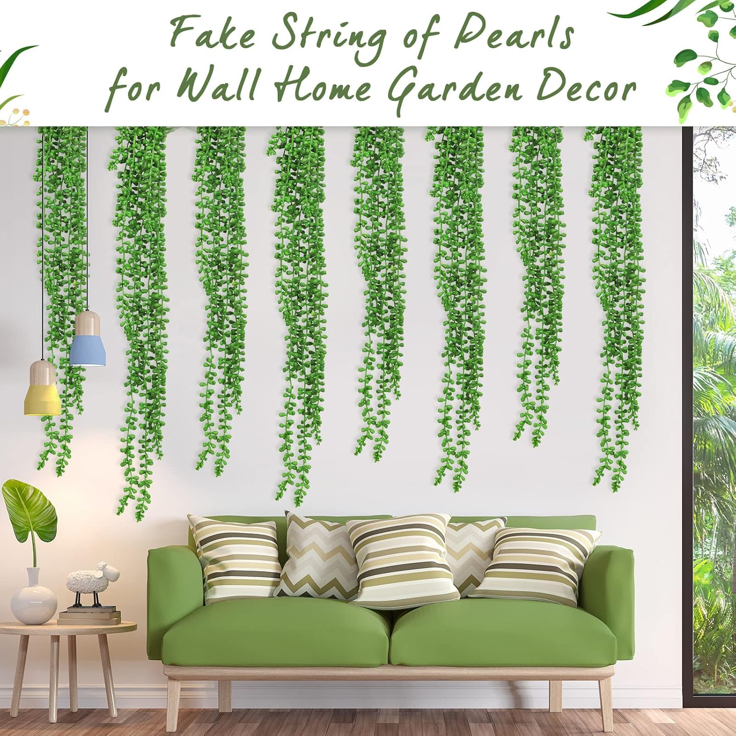 8 Pcs Artificial Succulents Hanging Plants 24 Inch Decor Set