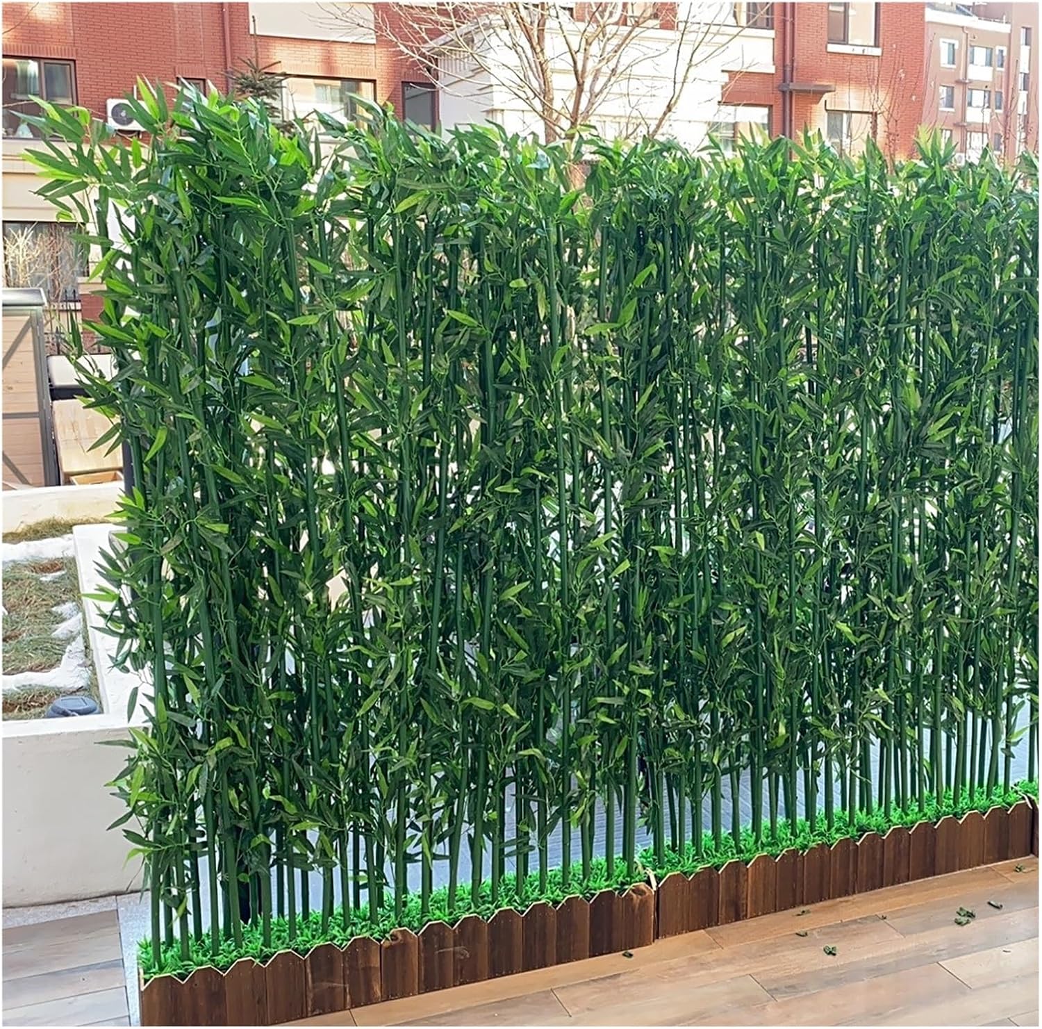 Faux Bamboo Plant Artificial Bamboo Indoor Outdoor Decor With Wood Base