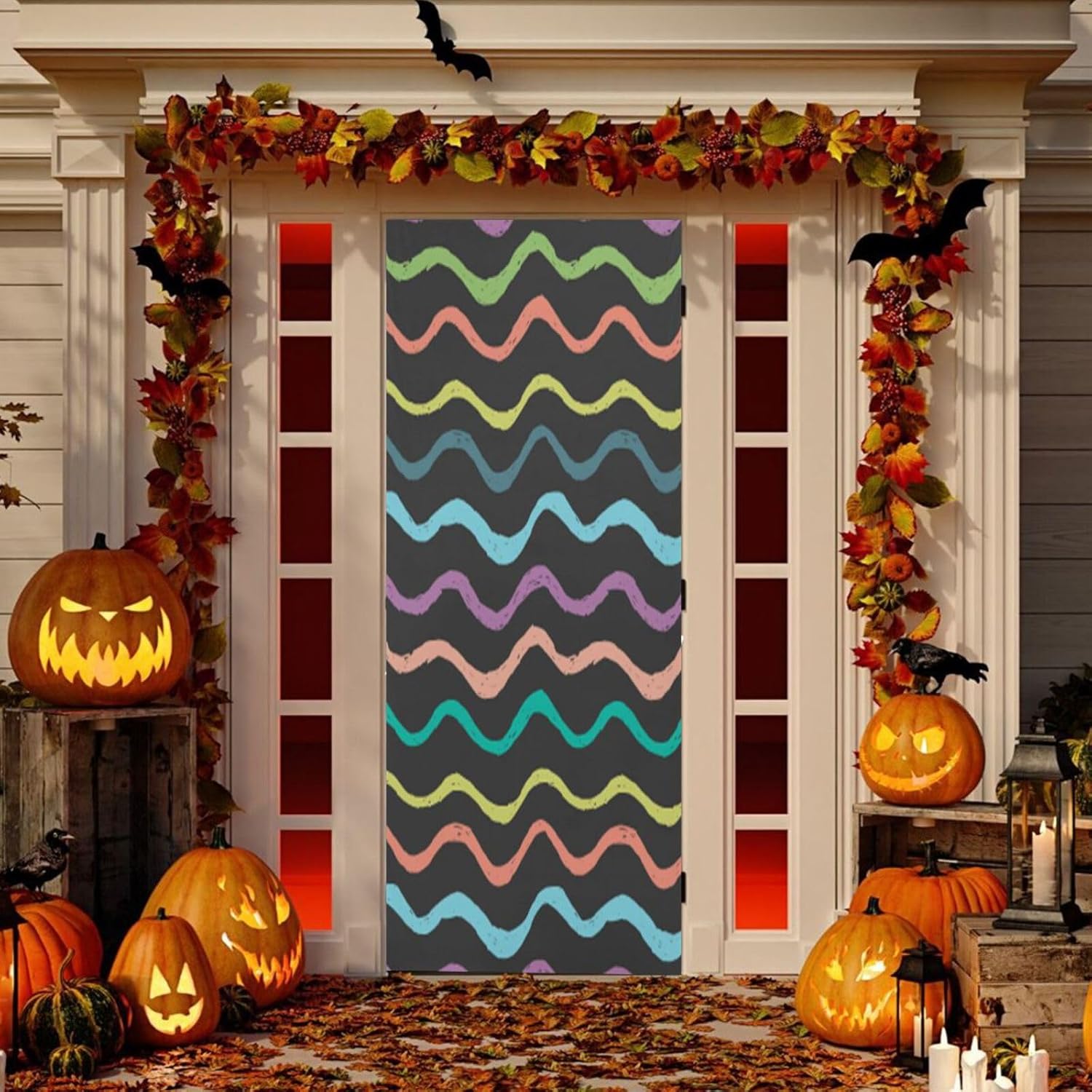Susiyo Bright Color Waves Halloween Door Cover